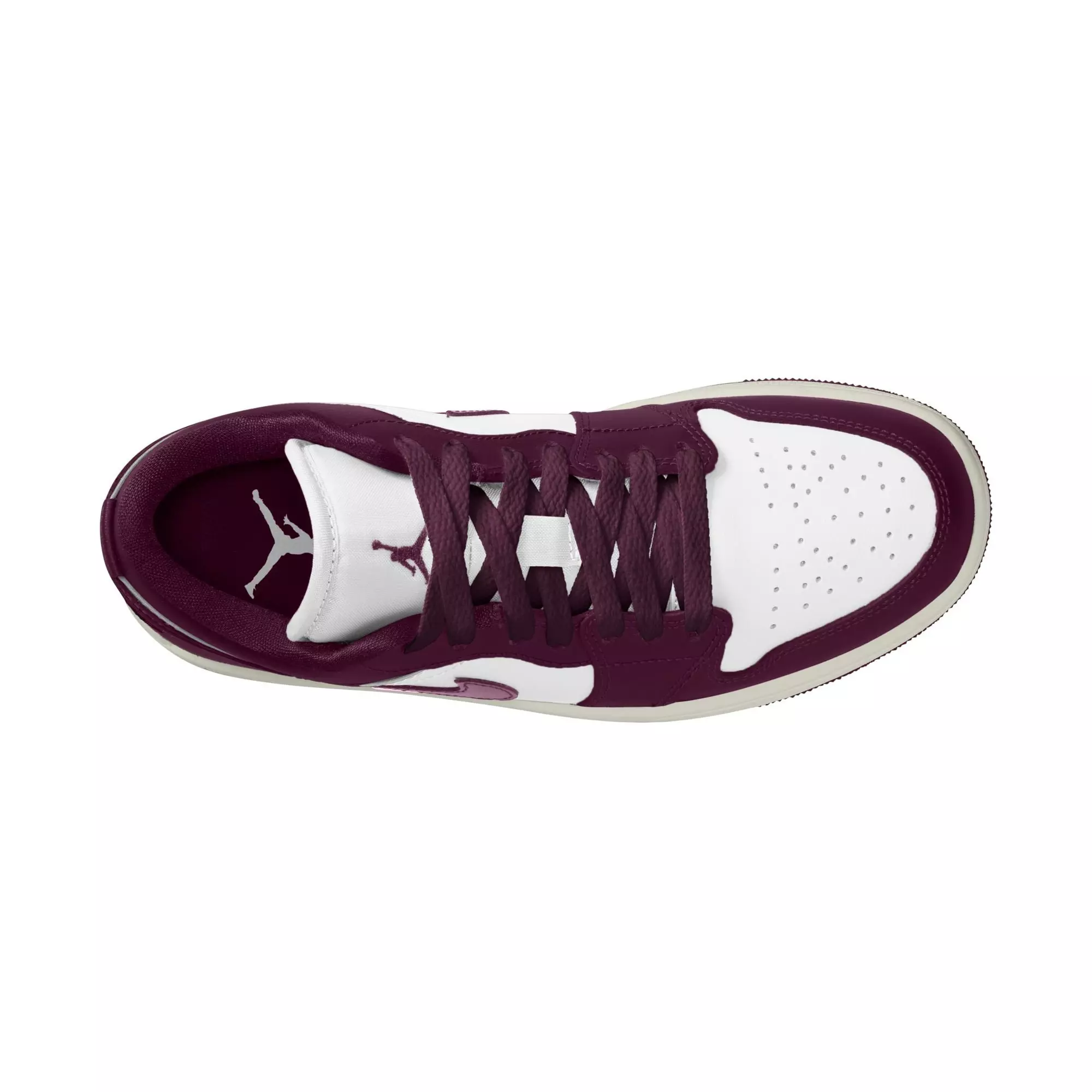 Jordan 1 Low "White/Bordeaux/Sail" Women's Shoe - WHITE/PURPLE