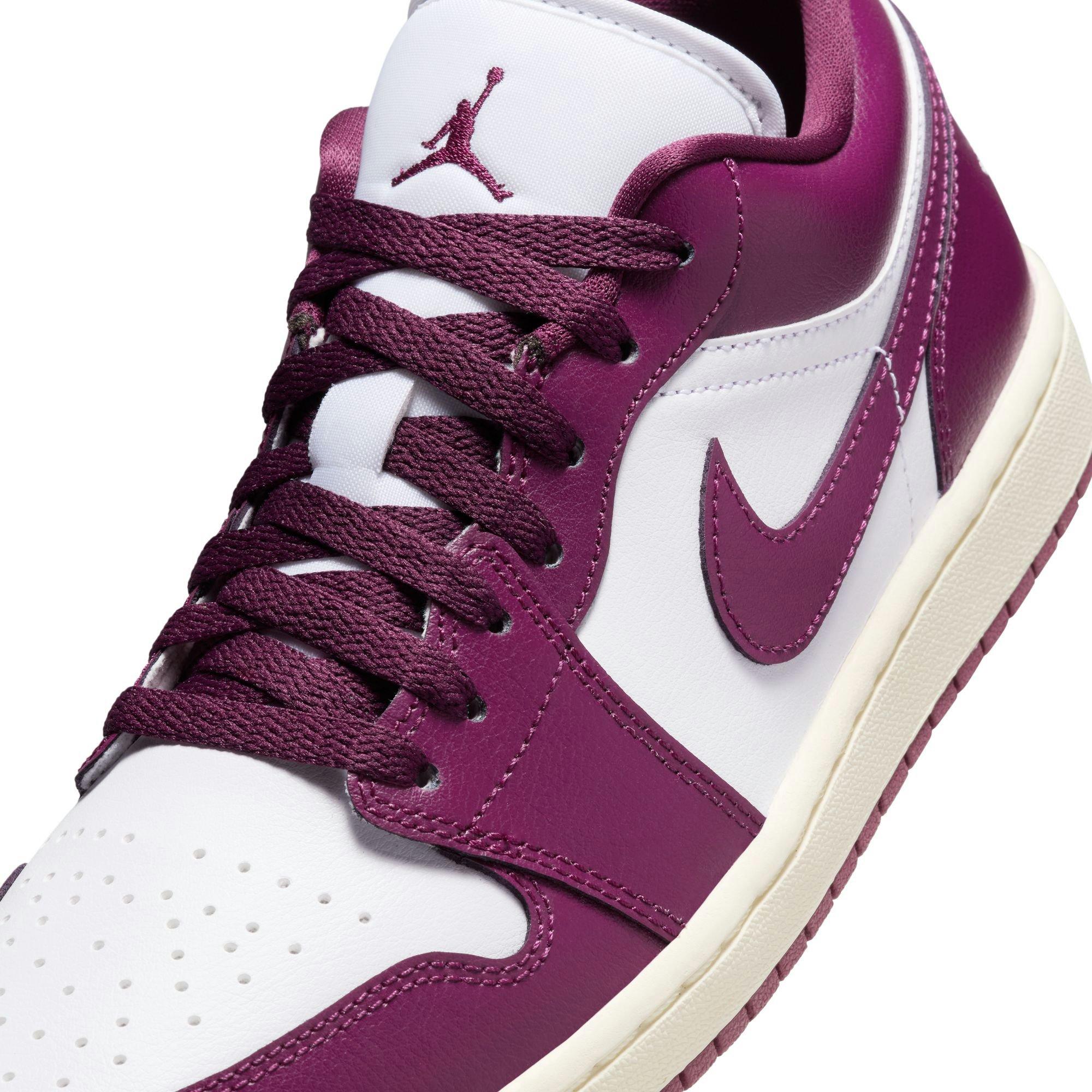 Jordan 1 Low "White/Bordeaux/Sail" Women's Shoe - WHITE/PURPLE Thumbnail View 10