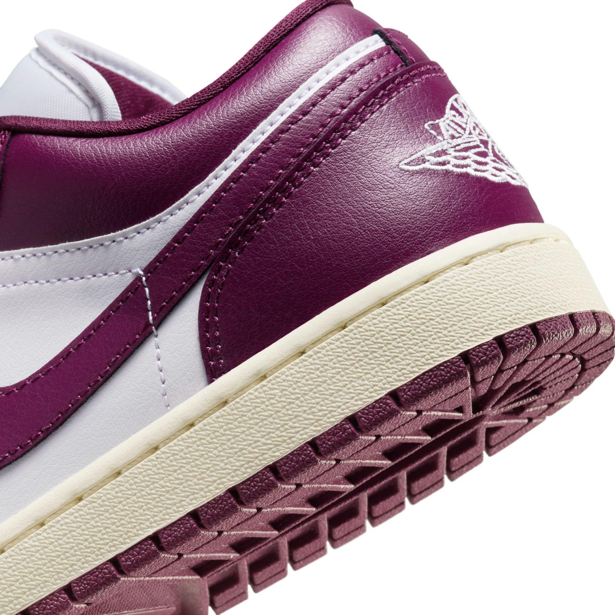 Jordan 1 Low "White/Bordeaux/Sail" Women's Shoe - WHITE/PURPLE Thumbnail View 11