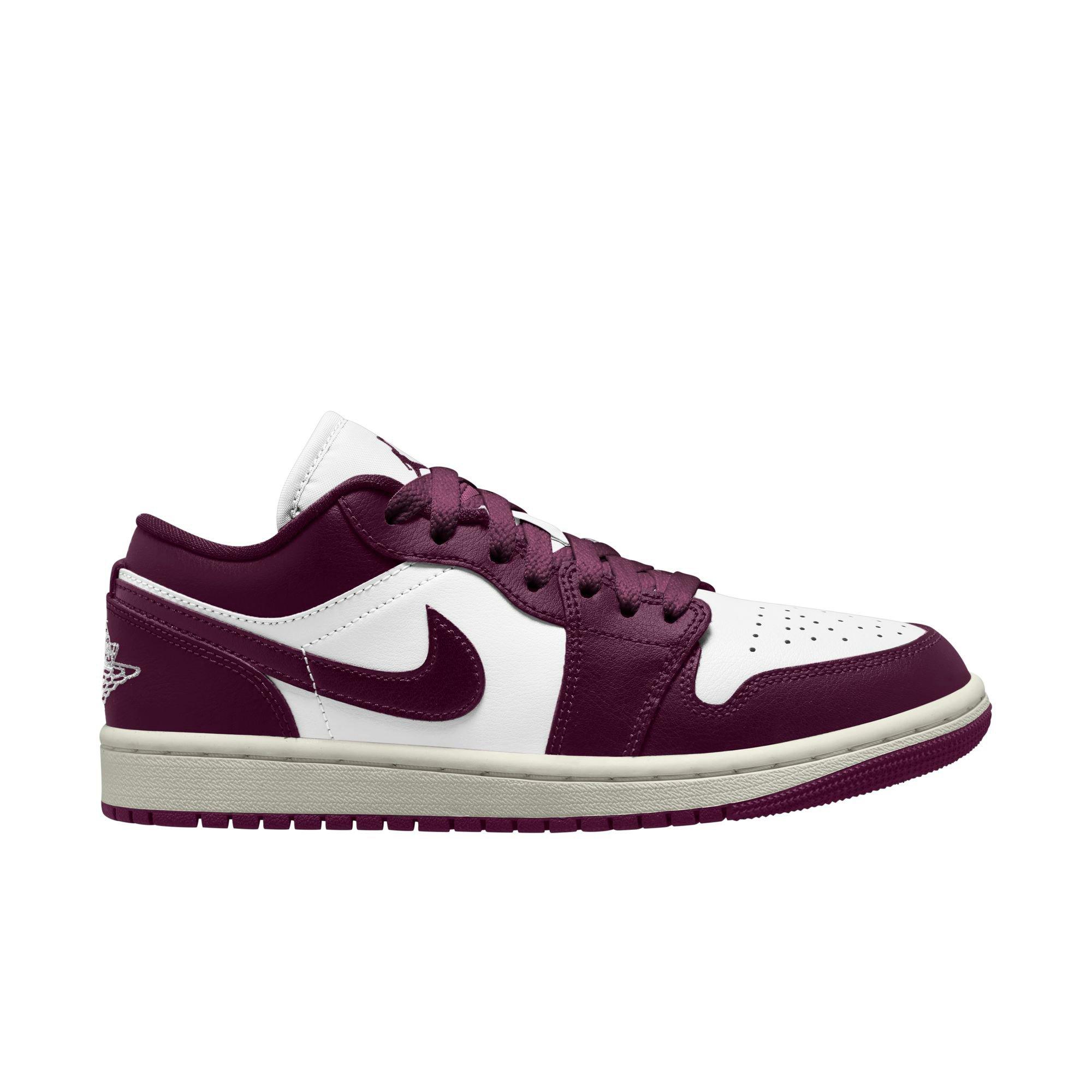 Jordan 1 Low "White/Bordeaux/Sail" Women's Shoe - WHITE/PURPLE Thumbnail View 1