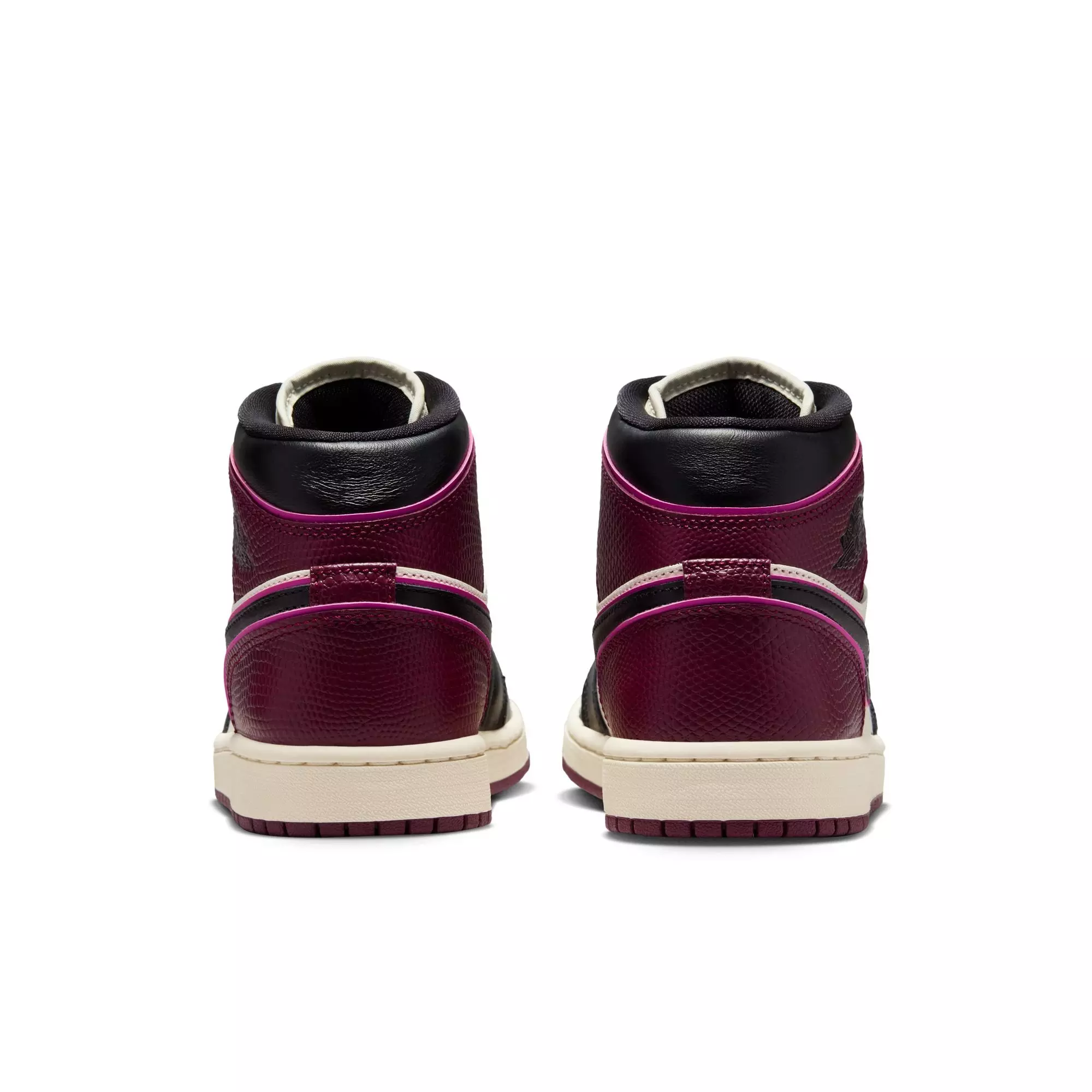 Jordan 1 Mid SE "Sail/Black/Active Pink/Bordeaux" Women's Shoe - BLACK/PURPLE