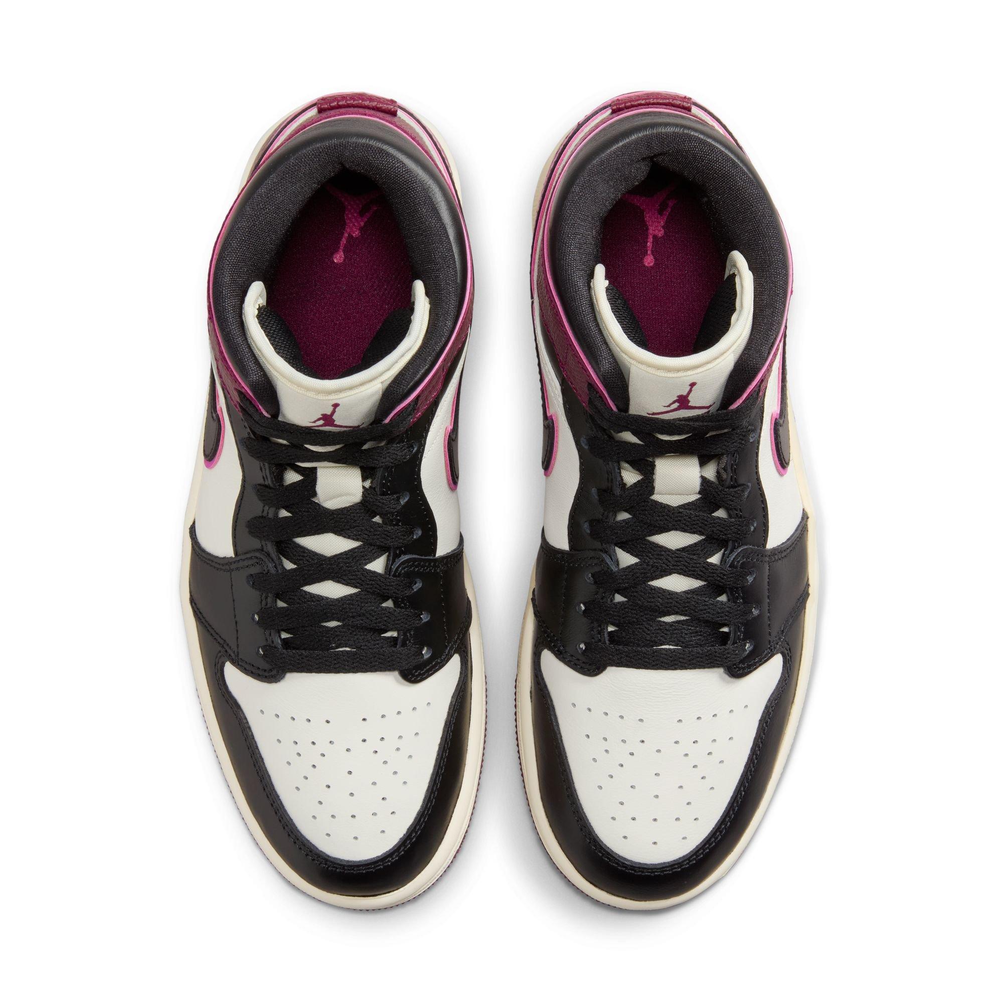 Jordan 1 Mid SE Women's "Sail/Black/Active Pink/Bordeaux" Shoe