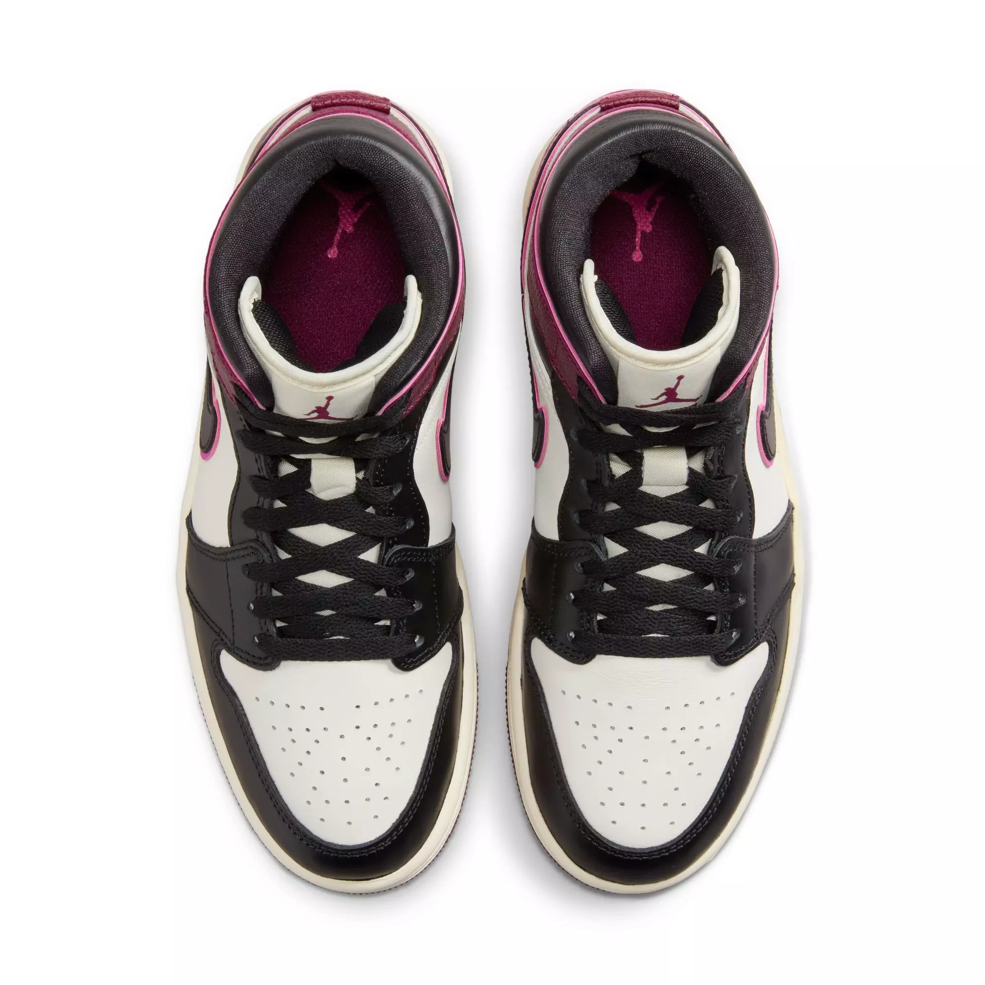 Jordan 1 Mid SE "Sail/Black/Active Pink/Bordeaux" Women's Shoe - BLACK/PURPLE