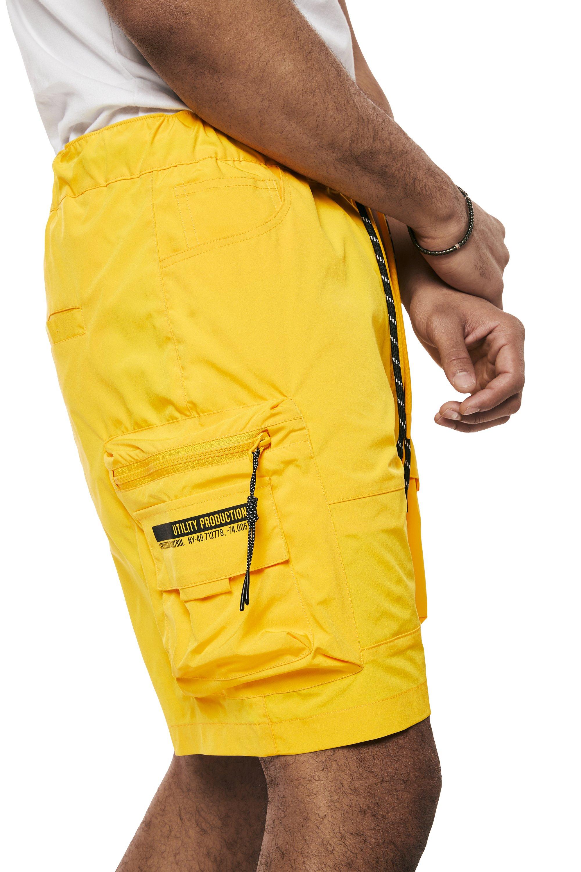 Smoke Rise Men's Nylon Utility Cargo Shorts - Yellow - YELLOW Thumbnail View 3