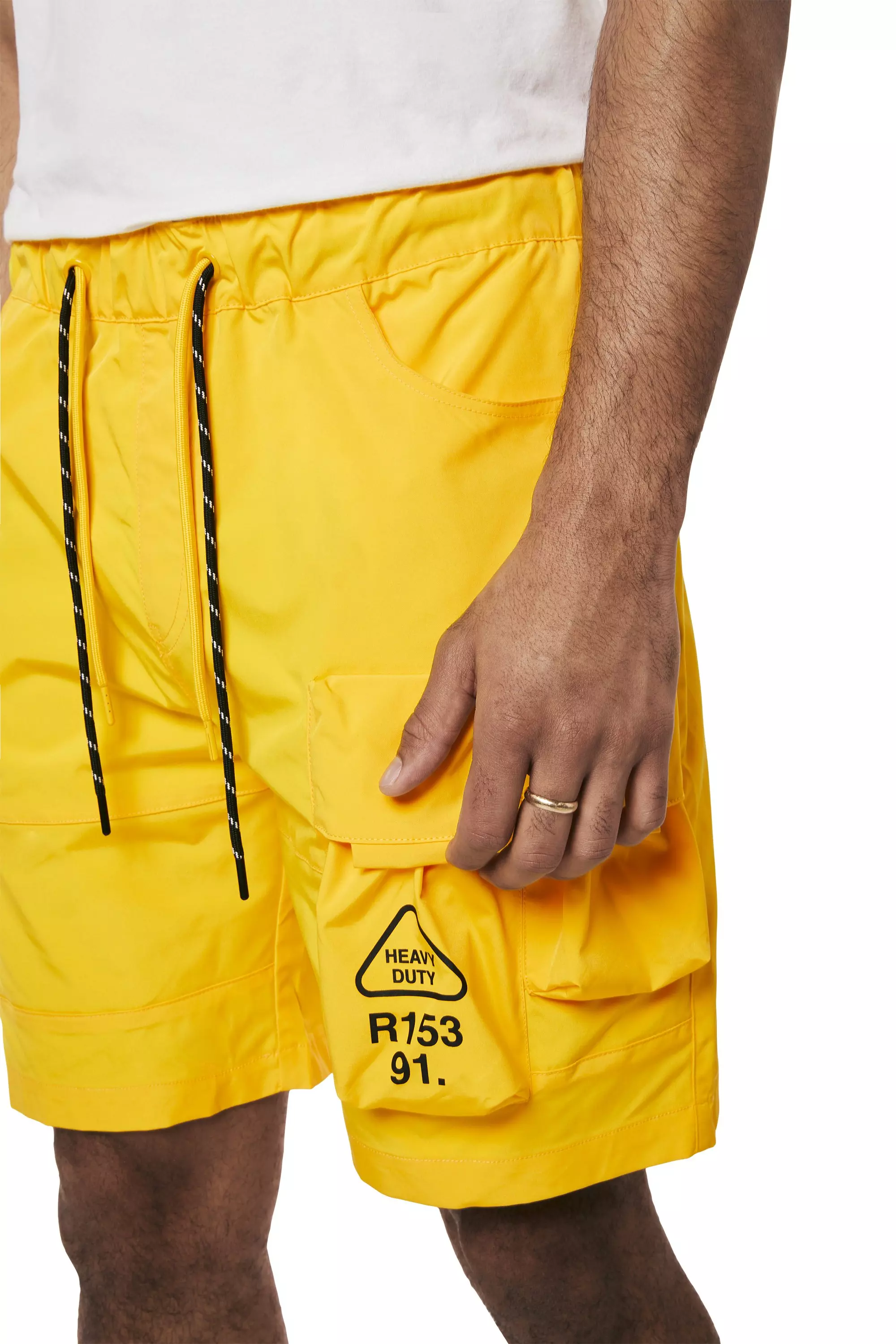 Smoke Rise Men's Nylon Utility Cargo Shorts - Yellow - YELLOW