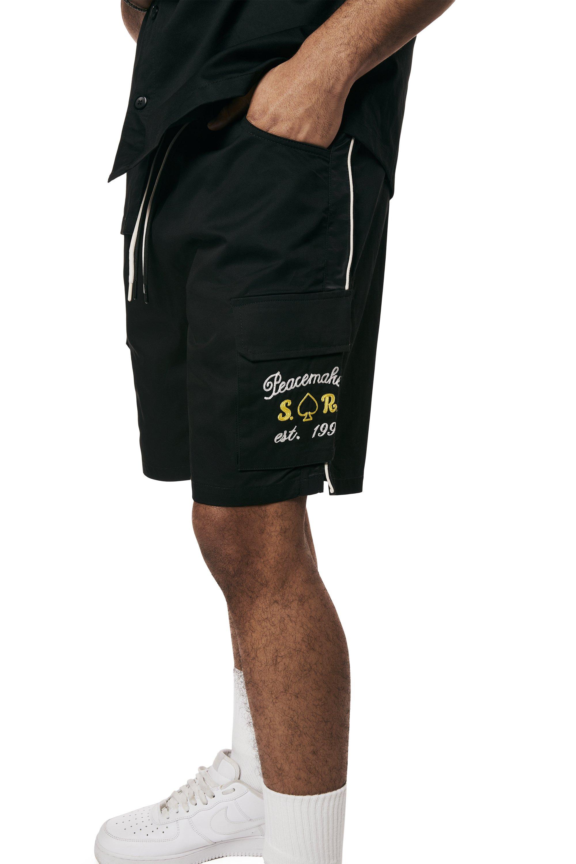 Smoke Rise Men's Mechanic Graphic Shorts - BLACK Thumbnail View 1