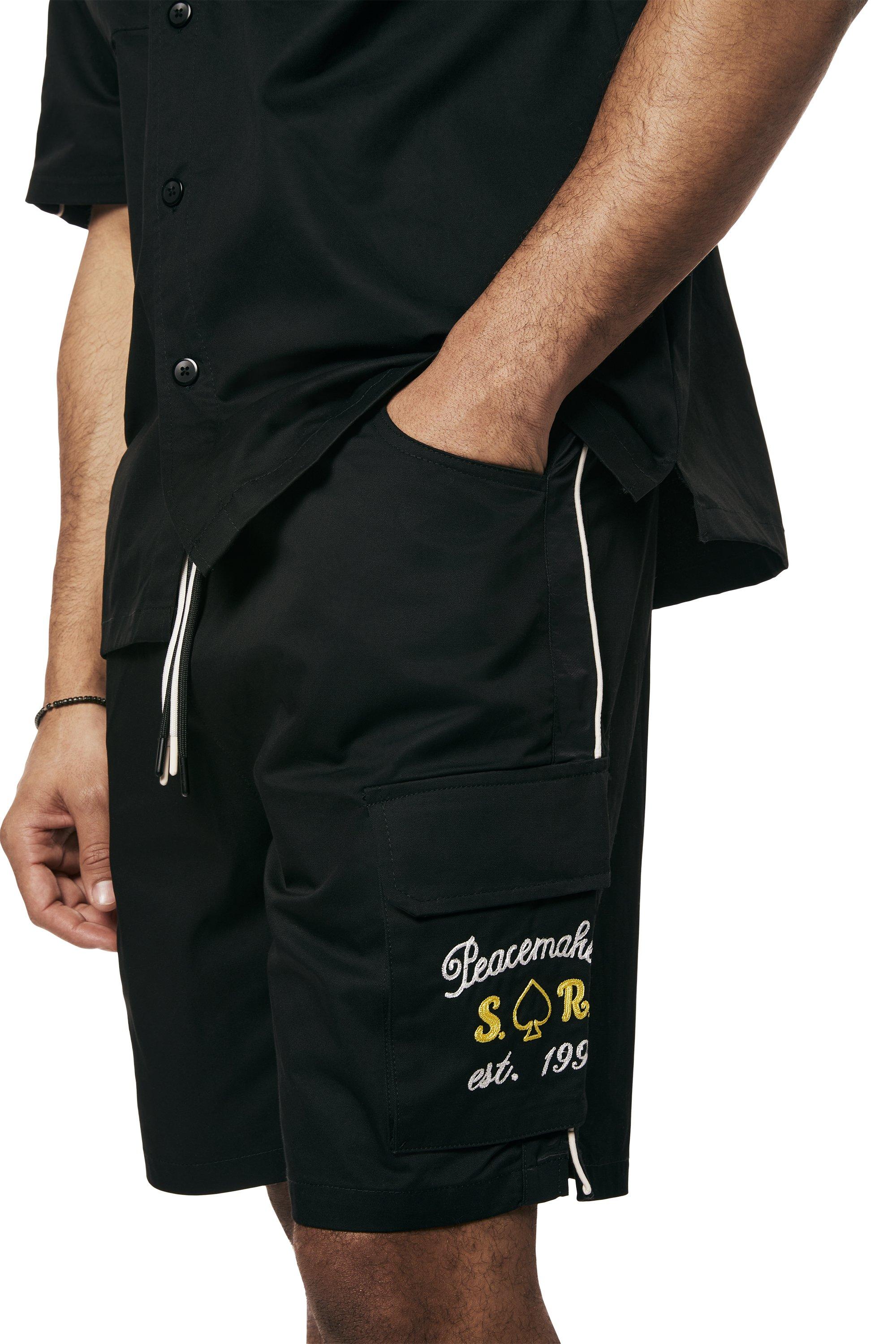 Smoke Rise Men's Mechanic Graphic Shorts - BLACK Thumbnail View 3