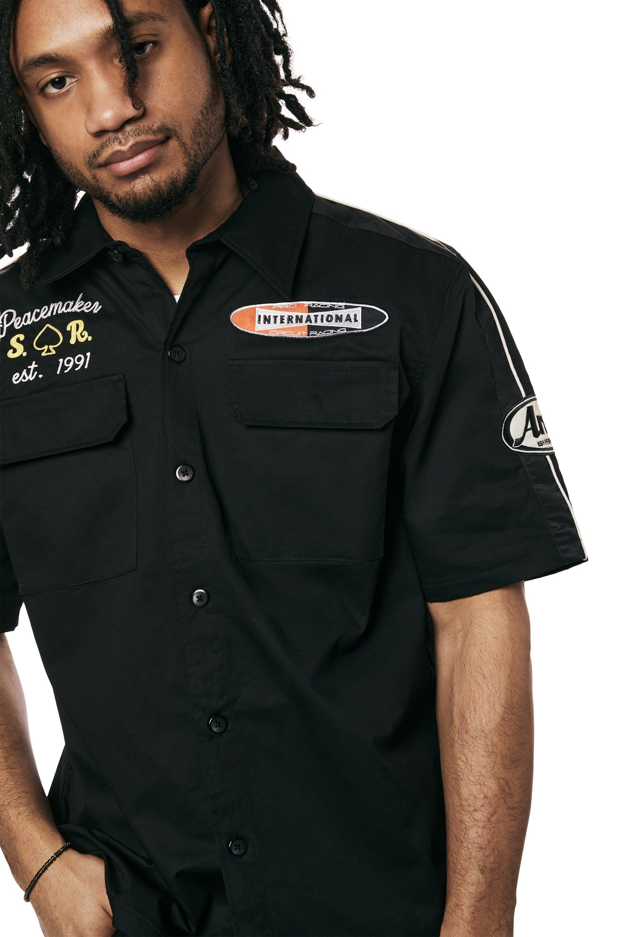 Smoke Rise Men's Mechanic Graphic Woven Shirt - Black - BLACK Thumbnail View 4