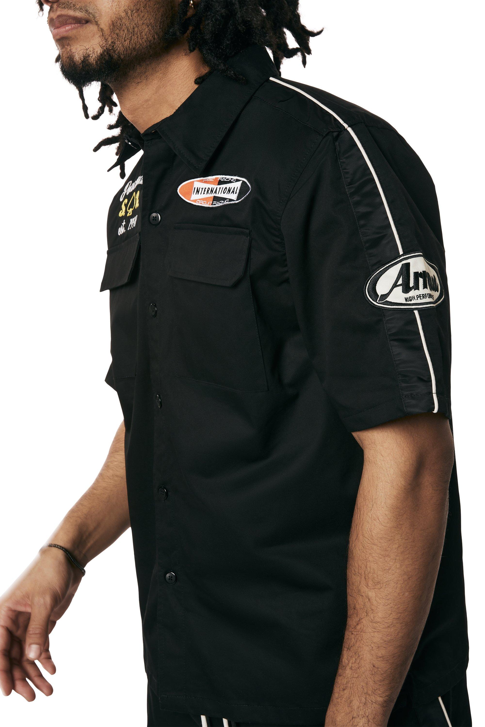 Smoke Rise Men's Mechanic Graphic Woven Shirt - Black - BLACK Thumbnail View 5