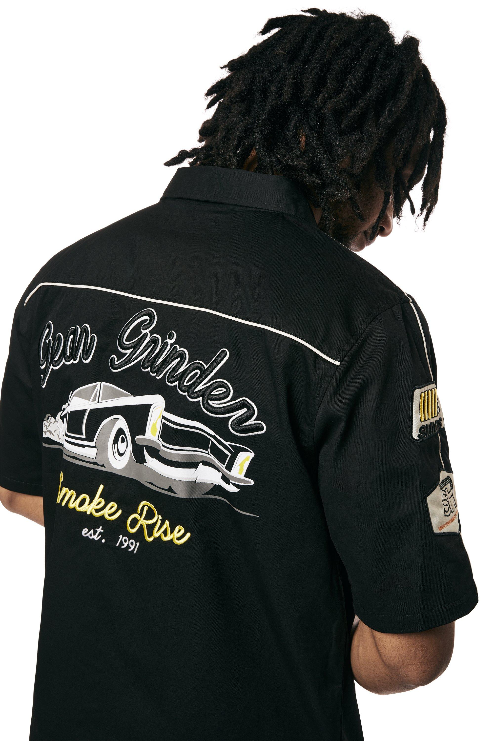 Smoke Rise Men's Mechanic Graphic Woven Shirt - Black - BLACK Thumbnail View 7