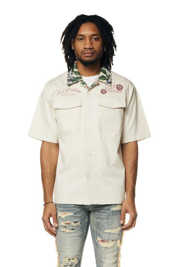 Smoke Rise Men's Tapestry Woven Polo - Chalk - CREAM Thumbnail View 1