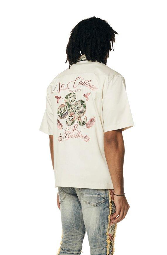 Smoke Rise Men's Tapestry Woven Polo - Chalk - CREAM Thumbnail View 3