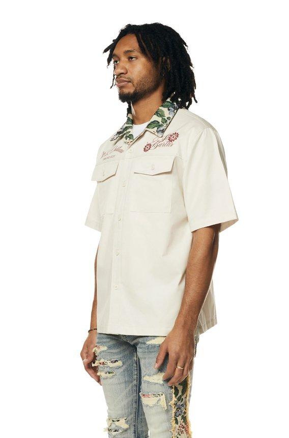 Smoke Rise Men's Tapestry Woven Polo - Chalk - CREAM Thumbnail View 2