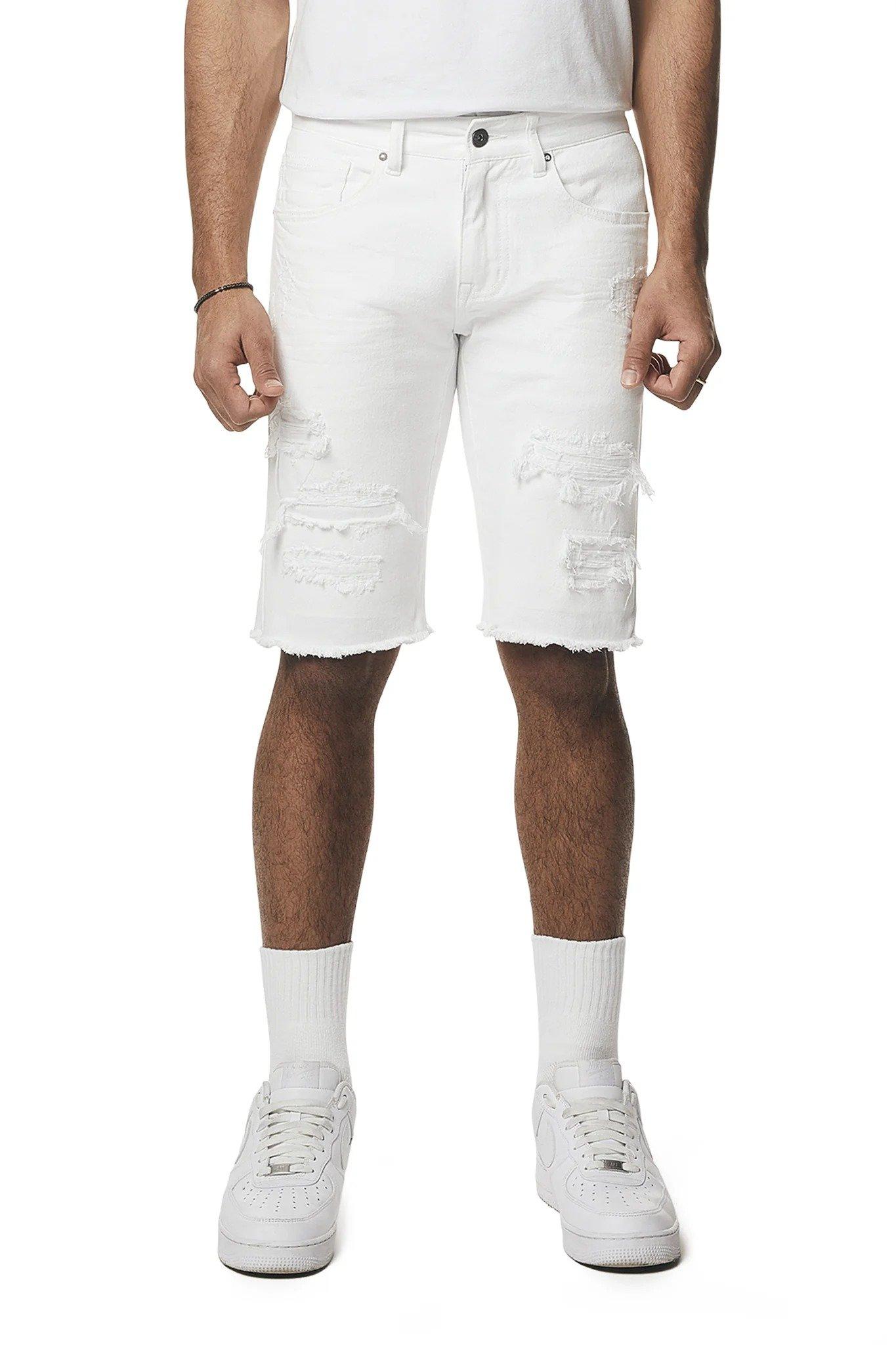 Smoke Rise Men's Denim Shorts - White - WHITE Thumbnail View 1