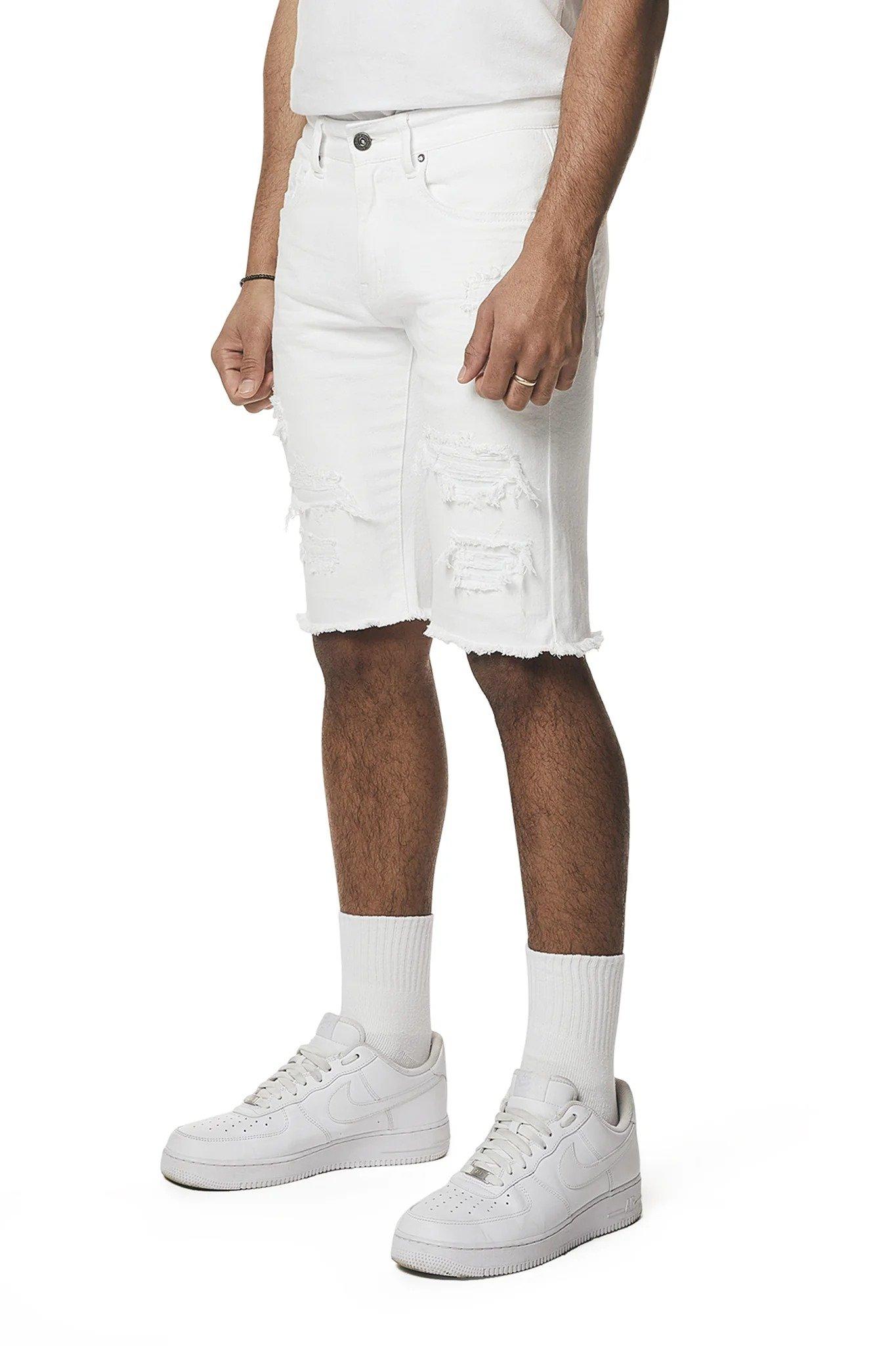 Smoke Rise Men's Denim Shorts - White - WHITE Thumbnail View 3