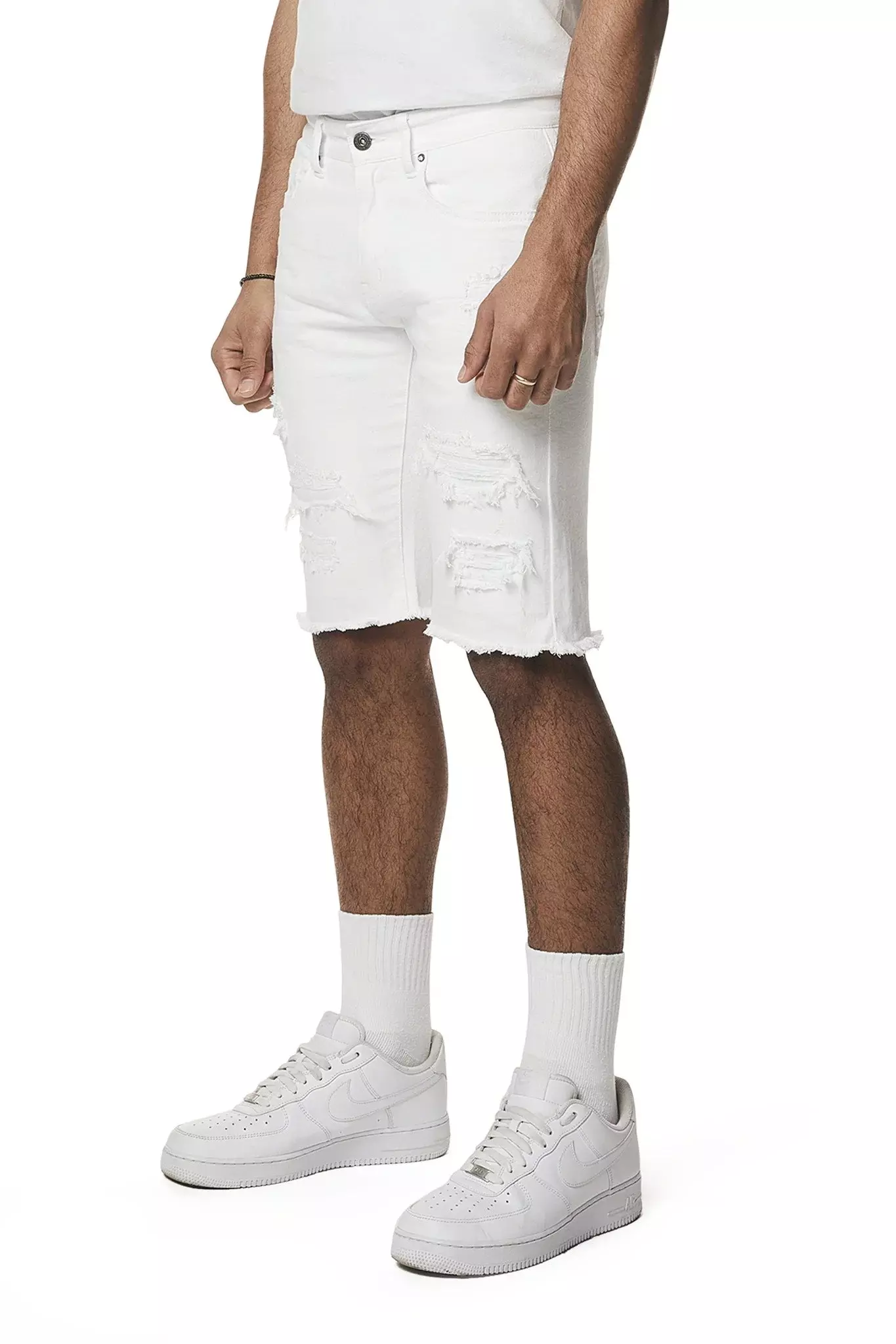 Smoke Rise Men's Denim Shorts - White - WHITE