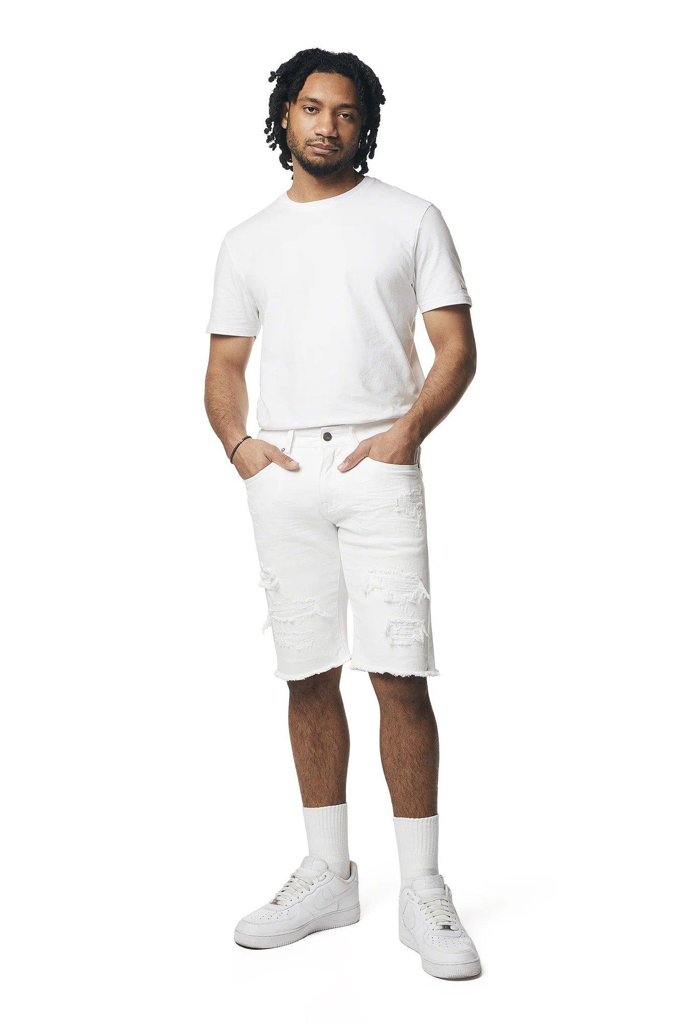 Smoke Rise Men's Denim Shorts - White - WHITE Thumbnail View 4
