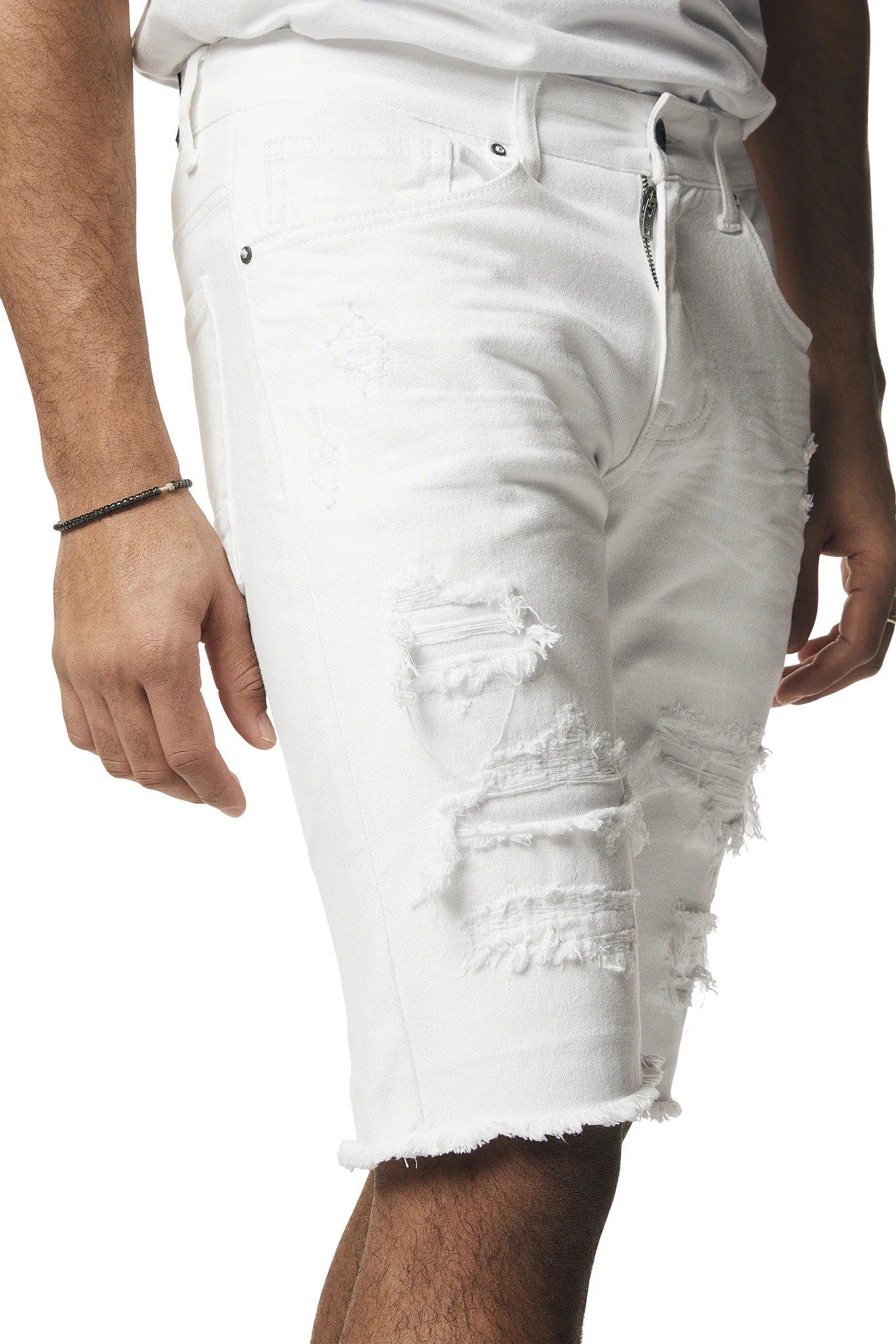 Smoke Rise Men's Denim Shorts - White - WHITE Thumbnail View 5