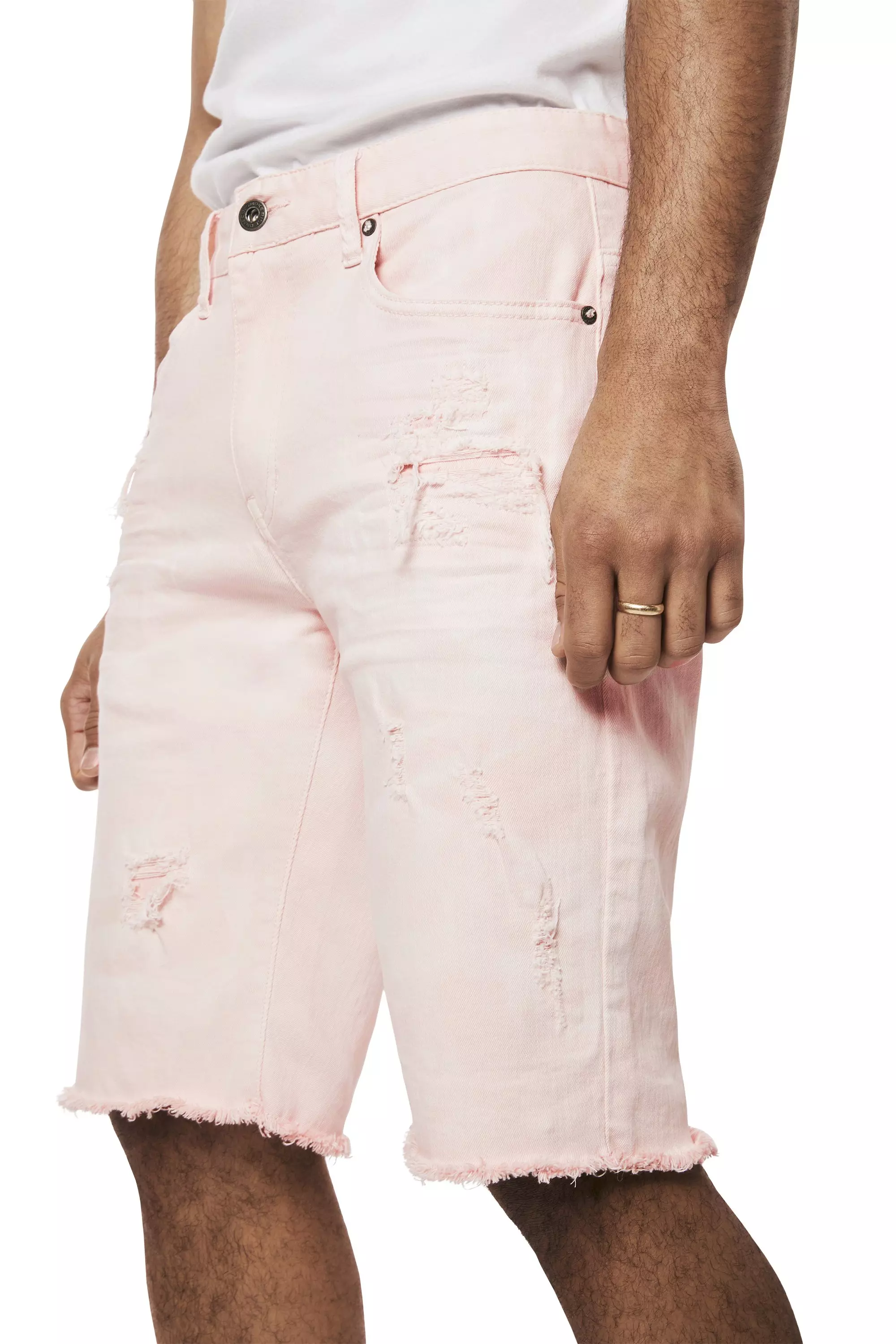 Smoke Rise Men's Denim Shorts - Pink - PINK