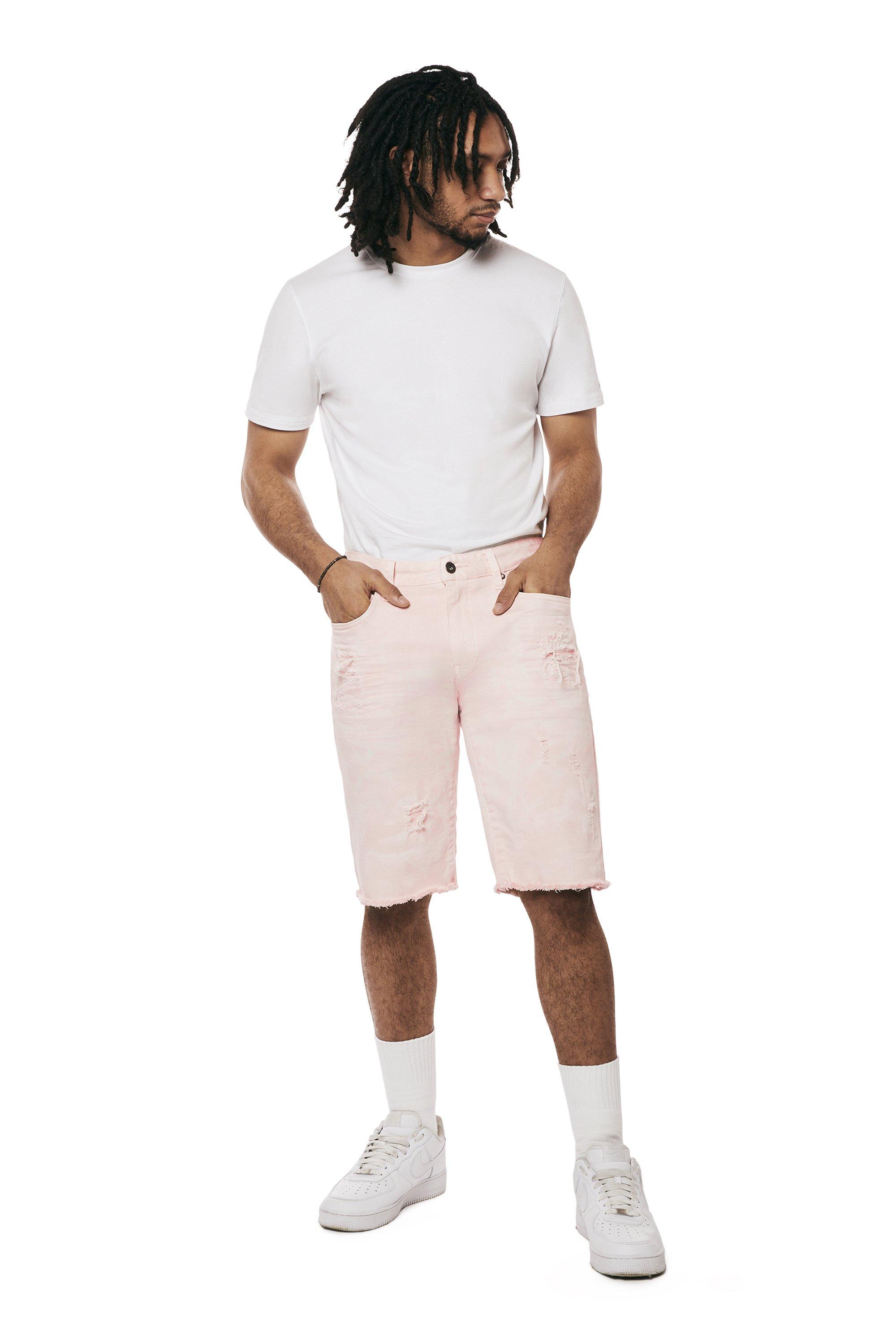 Smoke Rise Men's Denim Shorts - Pink - PINK Thumbnail View 5