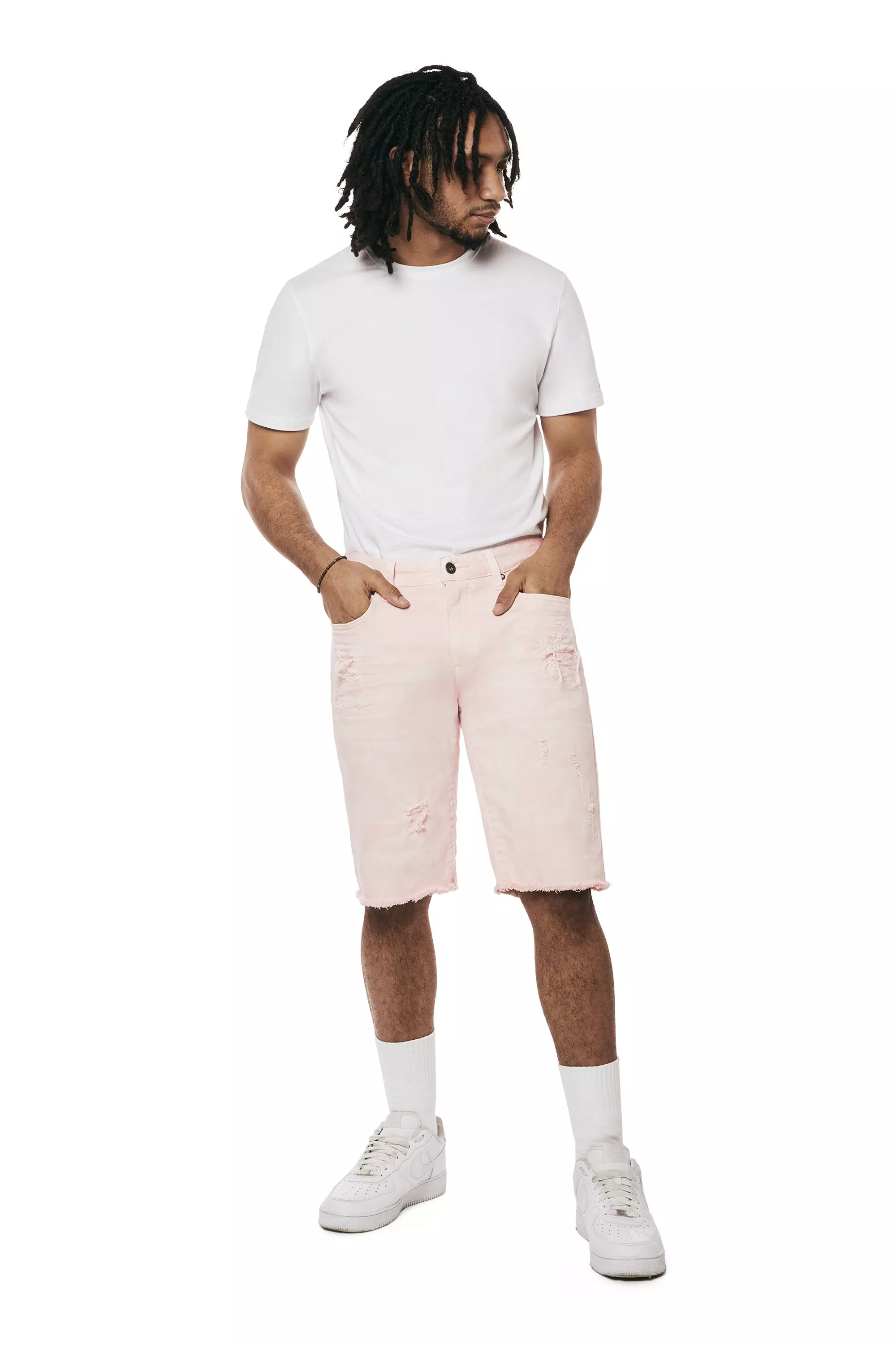 Smoke Rise Men's Denim Shorts - Pink - PINK