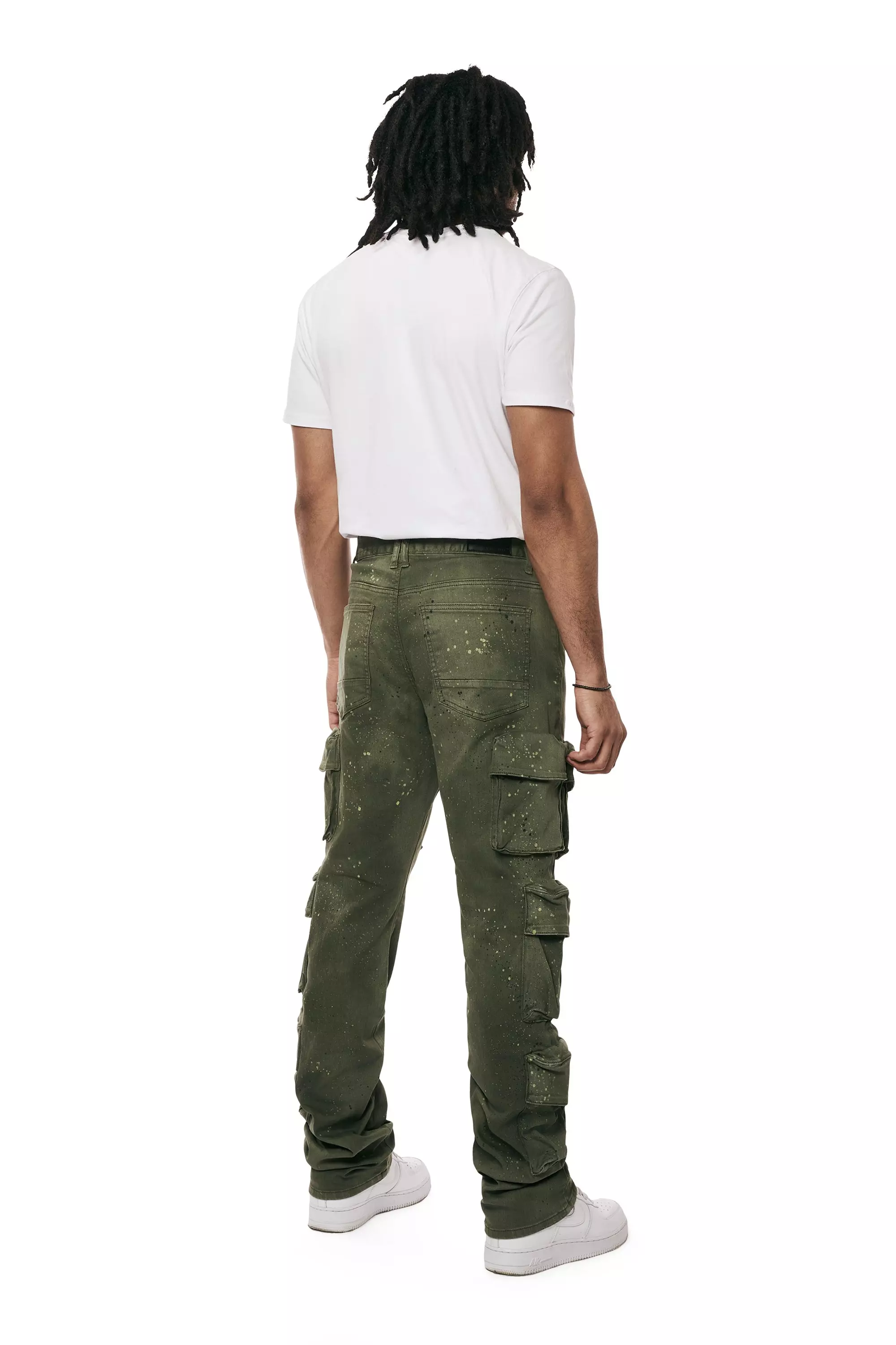 Smoke Rise Men's Splatter Cargo Twill Pants - OLIVE