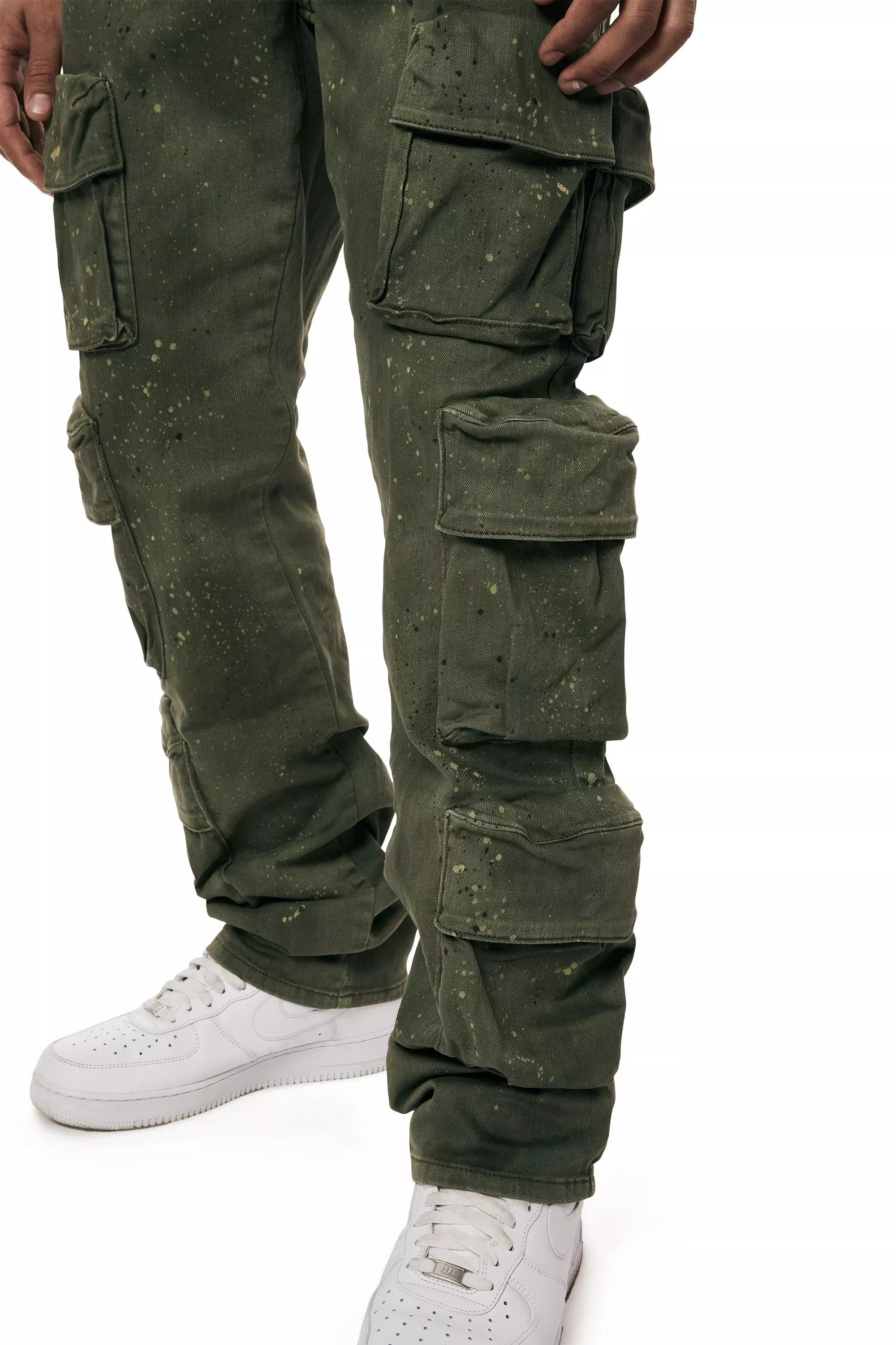 Smoke Rise Men's Splatter Cargo Twill Pants - OLIVE