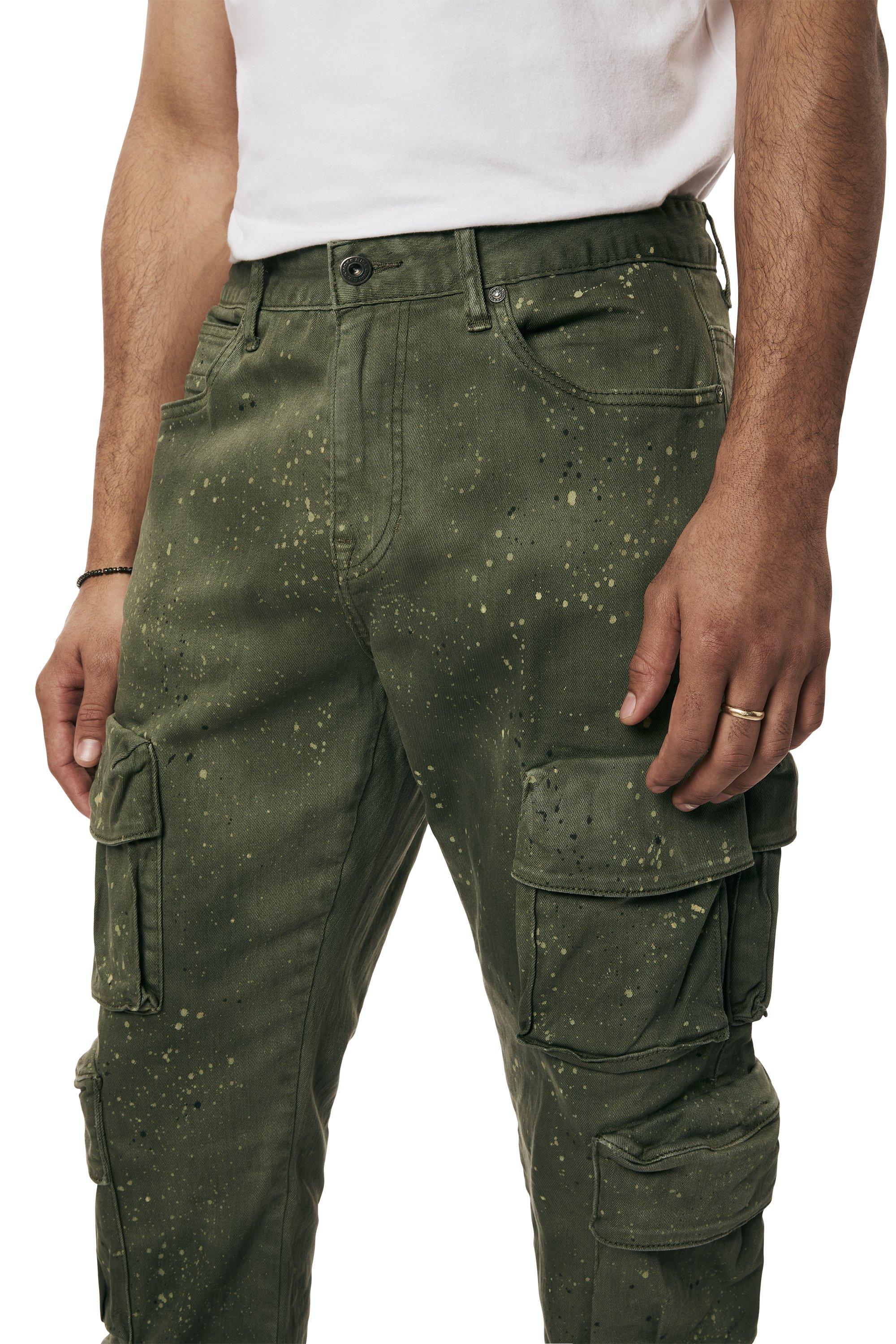 Smoke Rise Men's Splatter Cargo Twill Pants - OLIVE Thumbnail View 5
