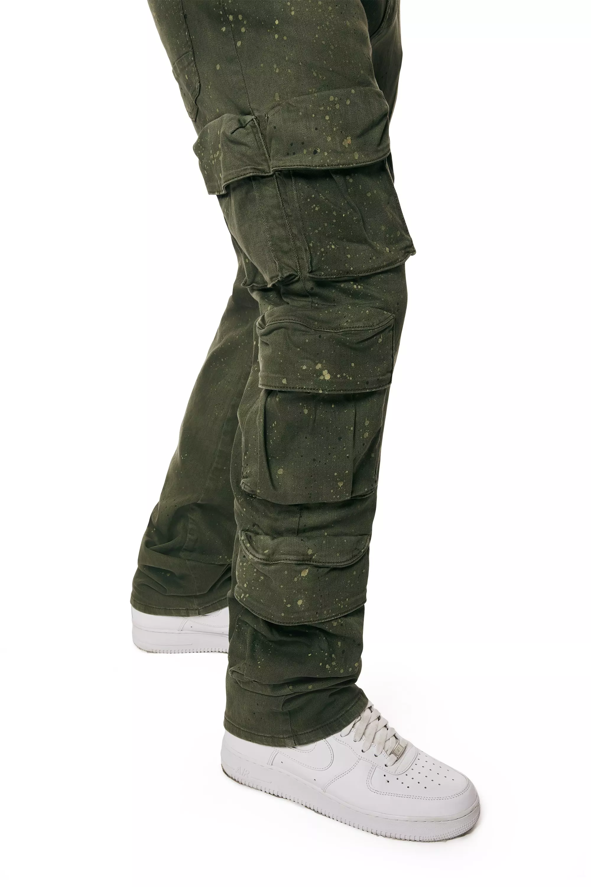 Smoke Rise Men's Splatter Cargo Twill Pants - OLIVE