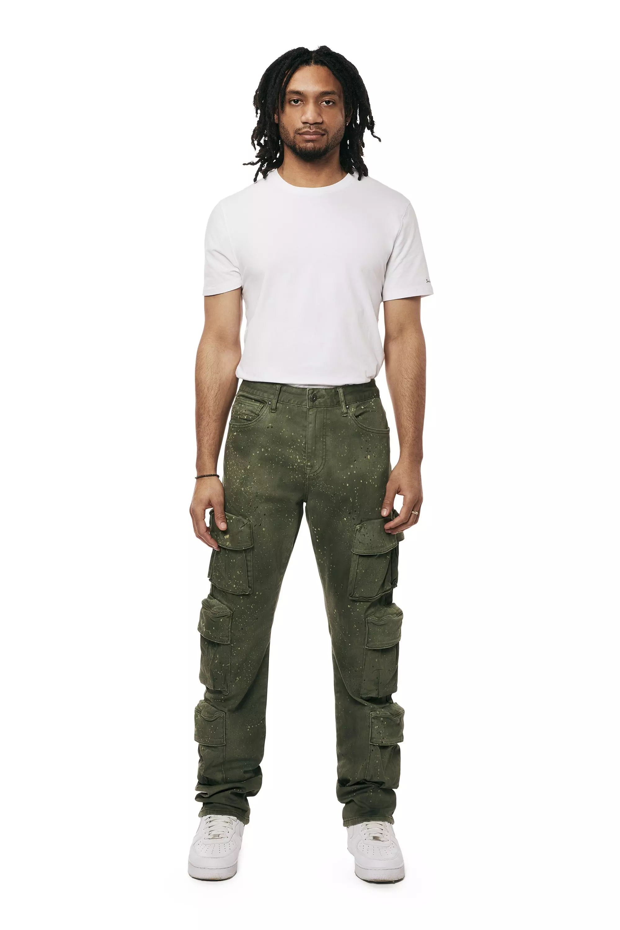 Smoke Rise Men's Splatter Cargo Twill Pants - OLIVE