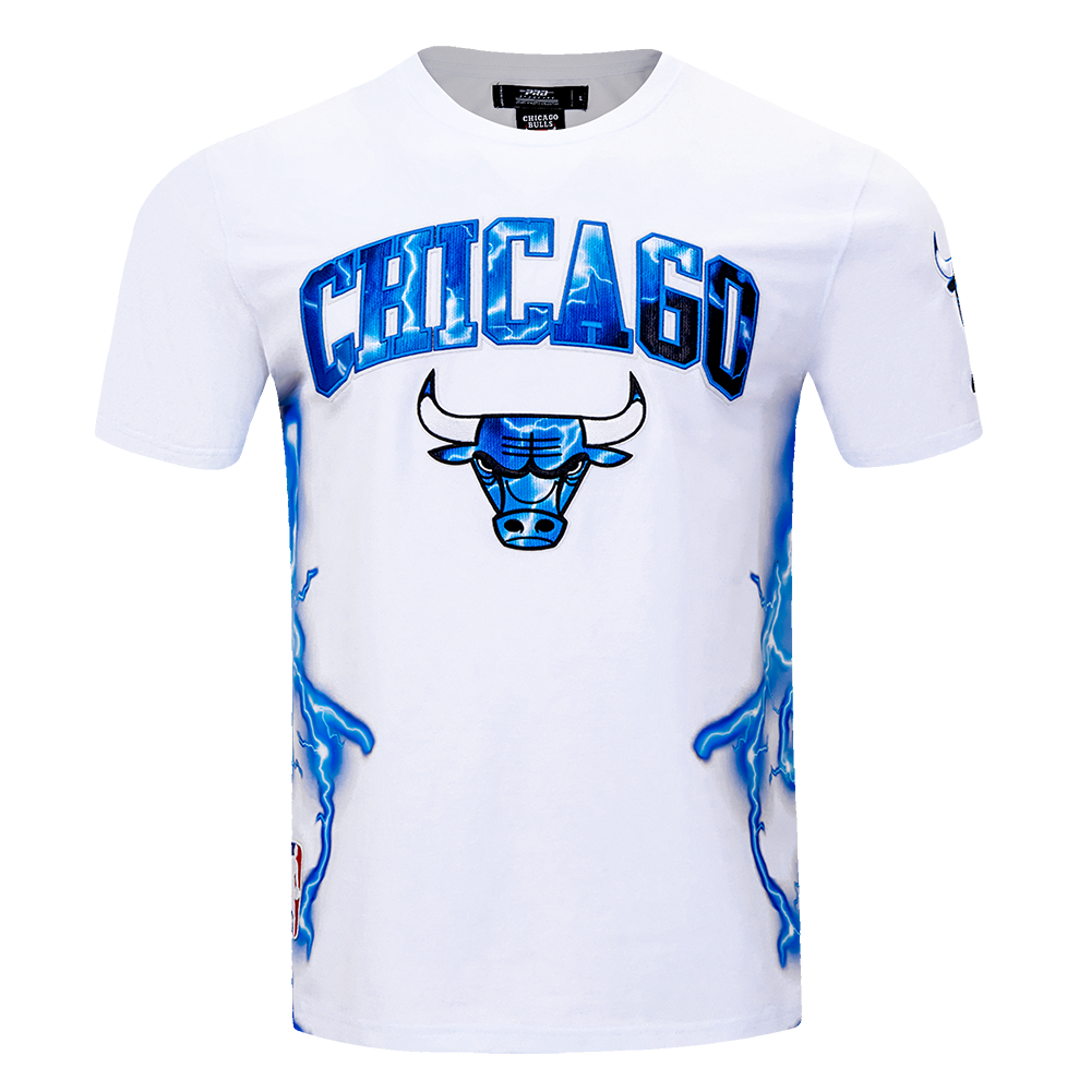 Pro Standard Men's Chicago Bulls Retro 4 Lightning Tee-Industrial Blue - WHITE Thumbnail View 1