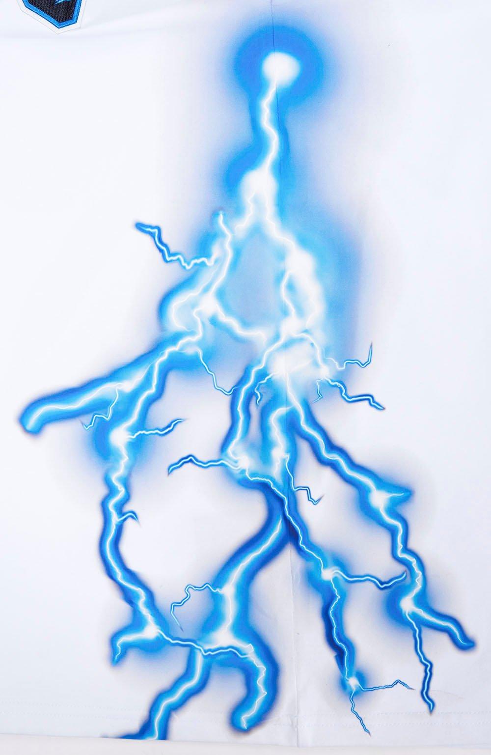 Pro Standard Men's Chicago Bulls Retro 4 Lightning Tee-Industrial Blue - WHITE Thumbnail View 6