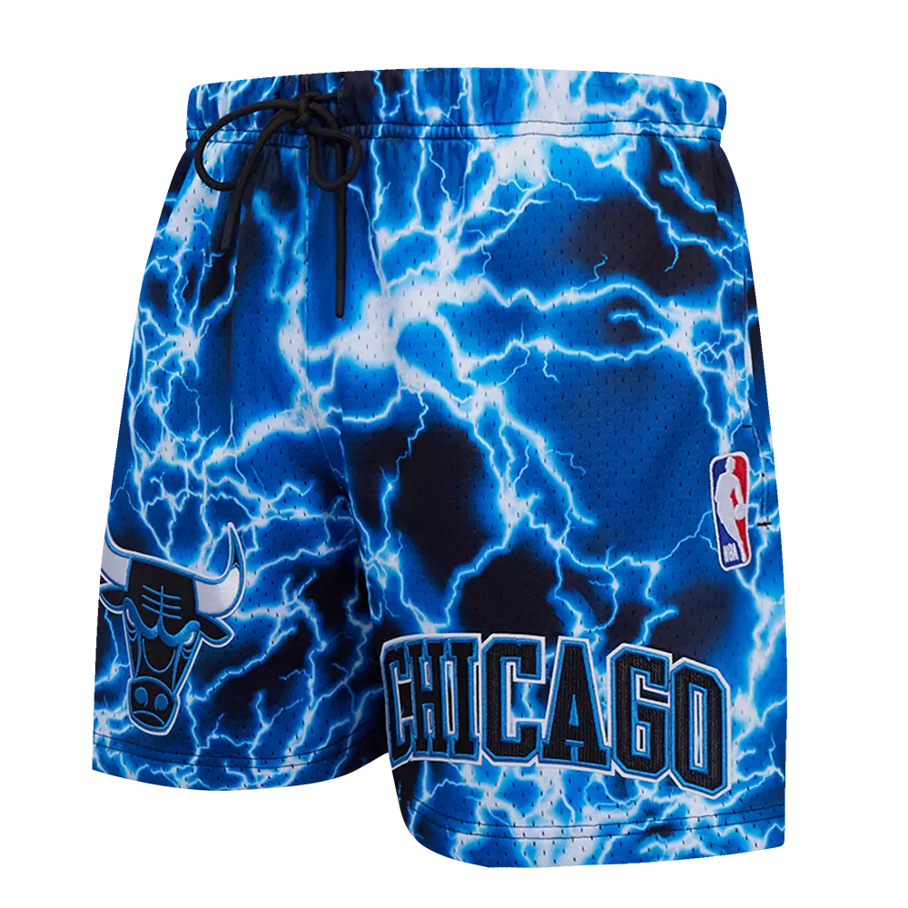 Pro Standard Men's Chicago Bulls Retro 4 Lightning Mesh Shorts-Industrial Blue - BLUE