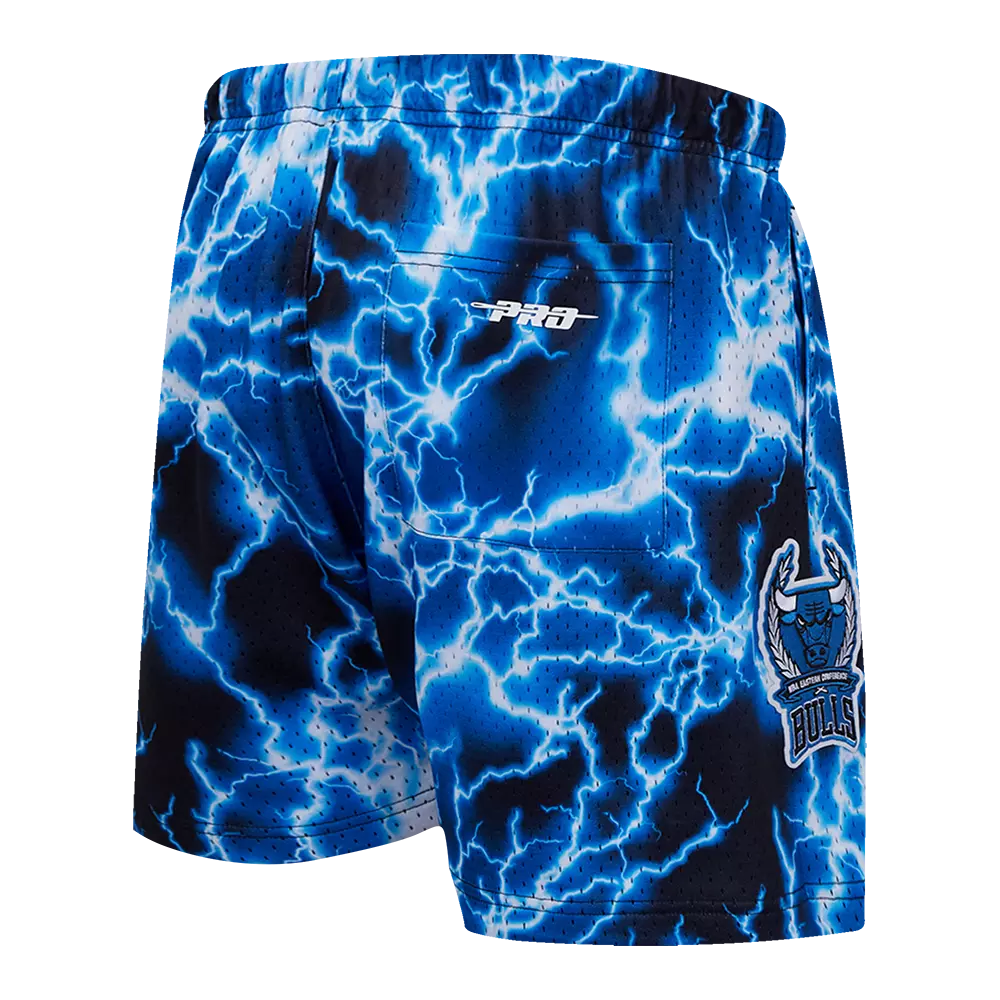 Pro Standard Men's Chicago Bulls Retro 4 Lightning Mesh Shorts-Industrial Blue - BLUE