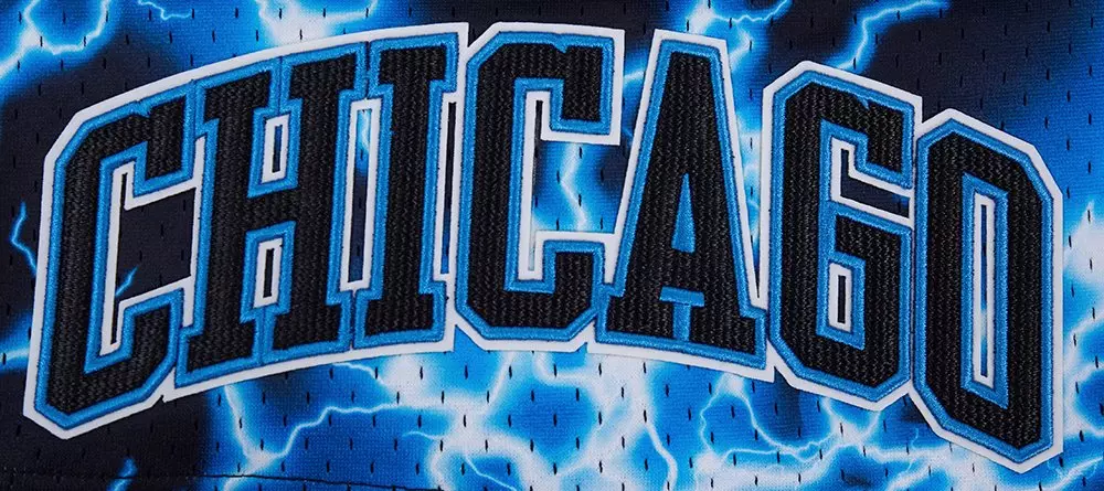 Pro Standard Men's Chicago Bulls Retro 4 Lightning Mesh Shorts-Industrial Blue - BLUE