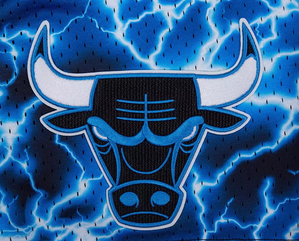 Pro Standard Men's Chicago Bulls Retro 4 Lightning Mesh Shorts-Industrial Blue - BLUE