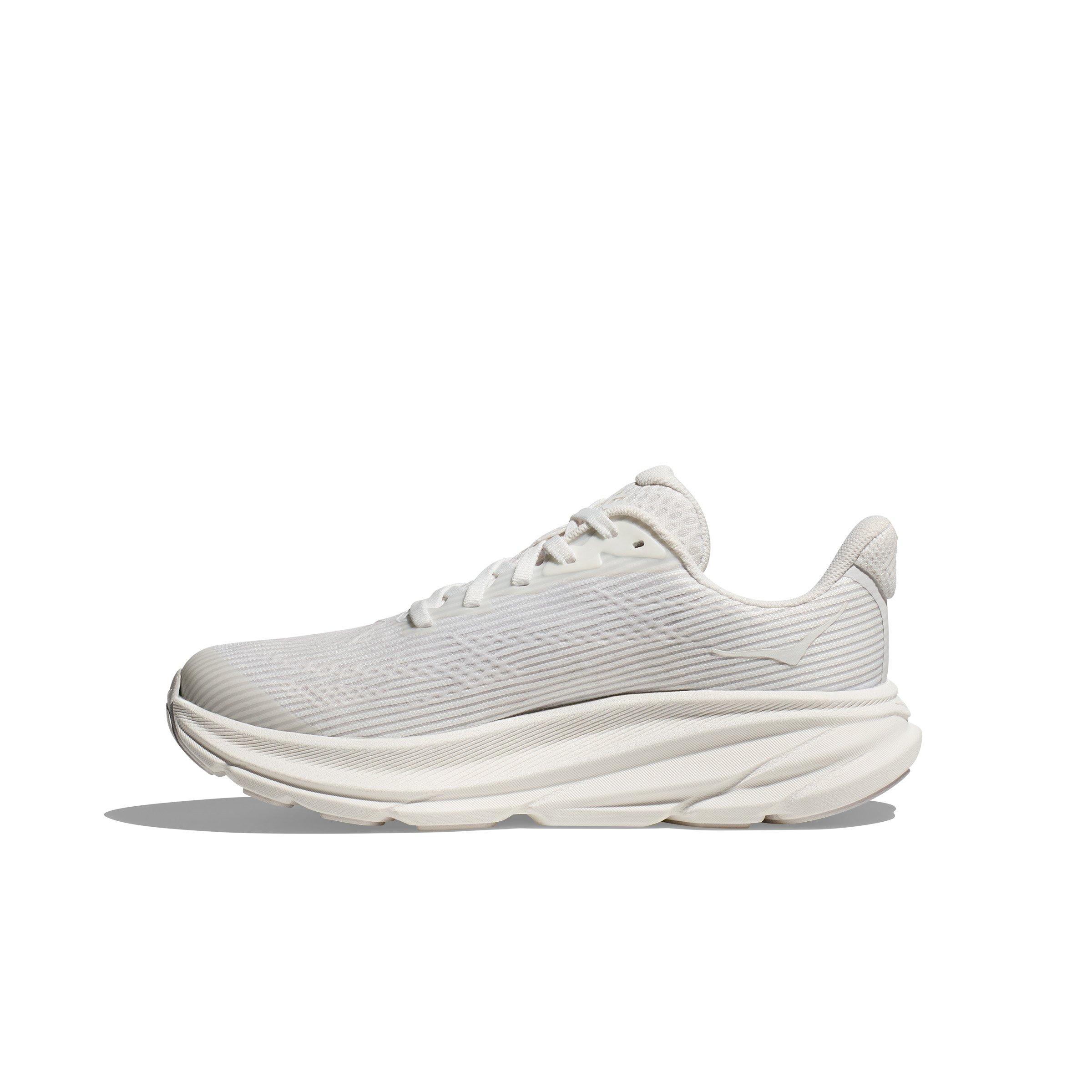 Hoka Clifton 9 Grade School Girls' "White Frost" Running Shoe