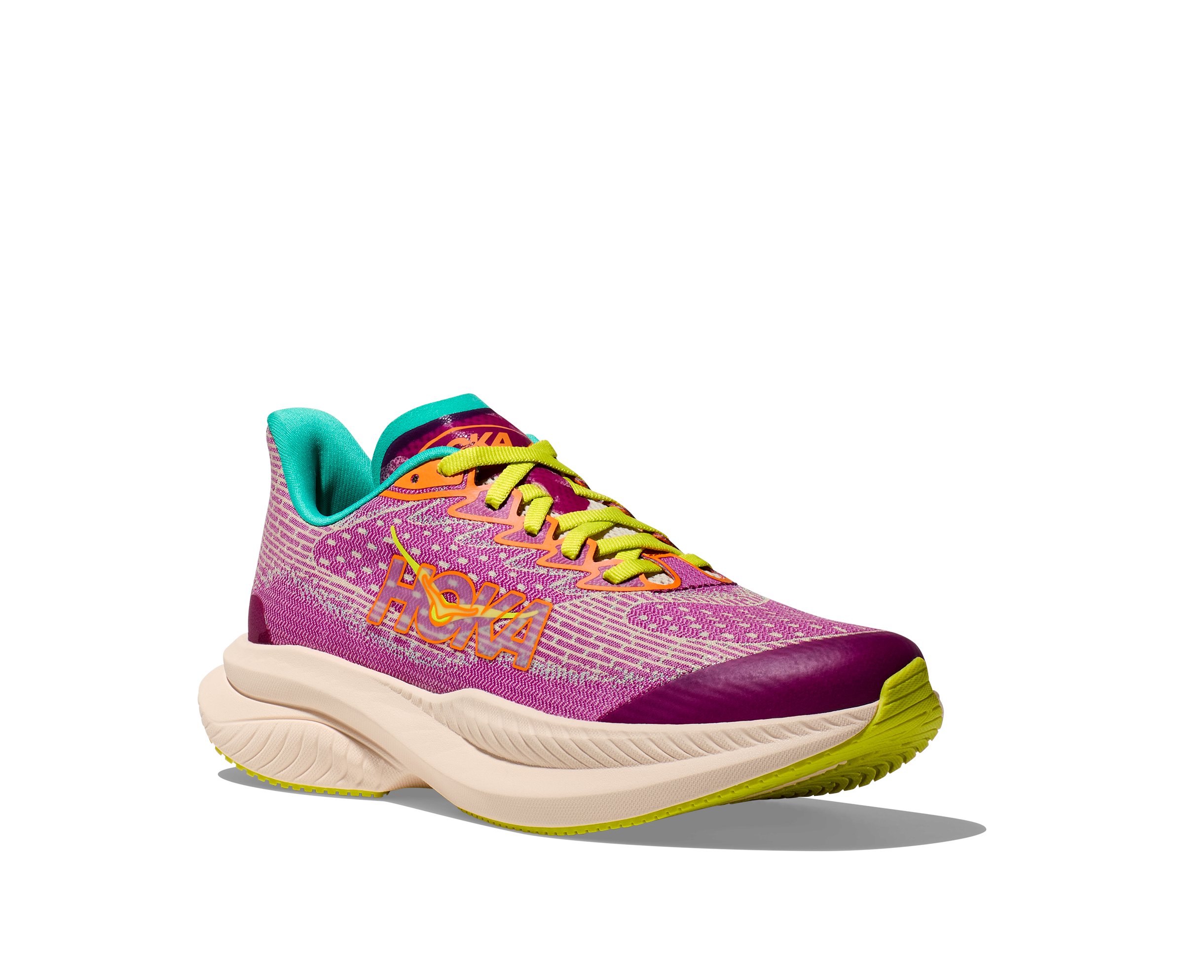 Hoka Mach 6 Grade School Girls' "Fuchsia/Aqua" Running Shoe