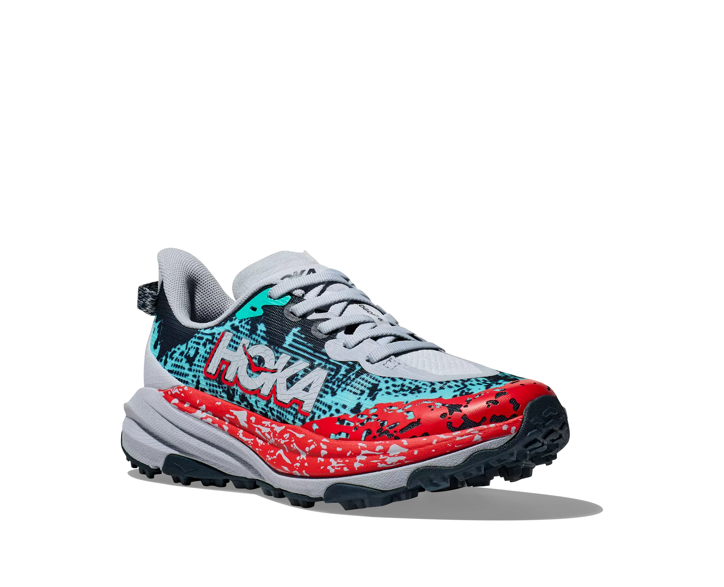 Hoka Speedgoat 6 "Grey/Navy" Grade School Kids' Trail Running Shoe - GREY/NAVY