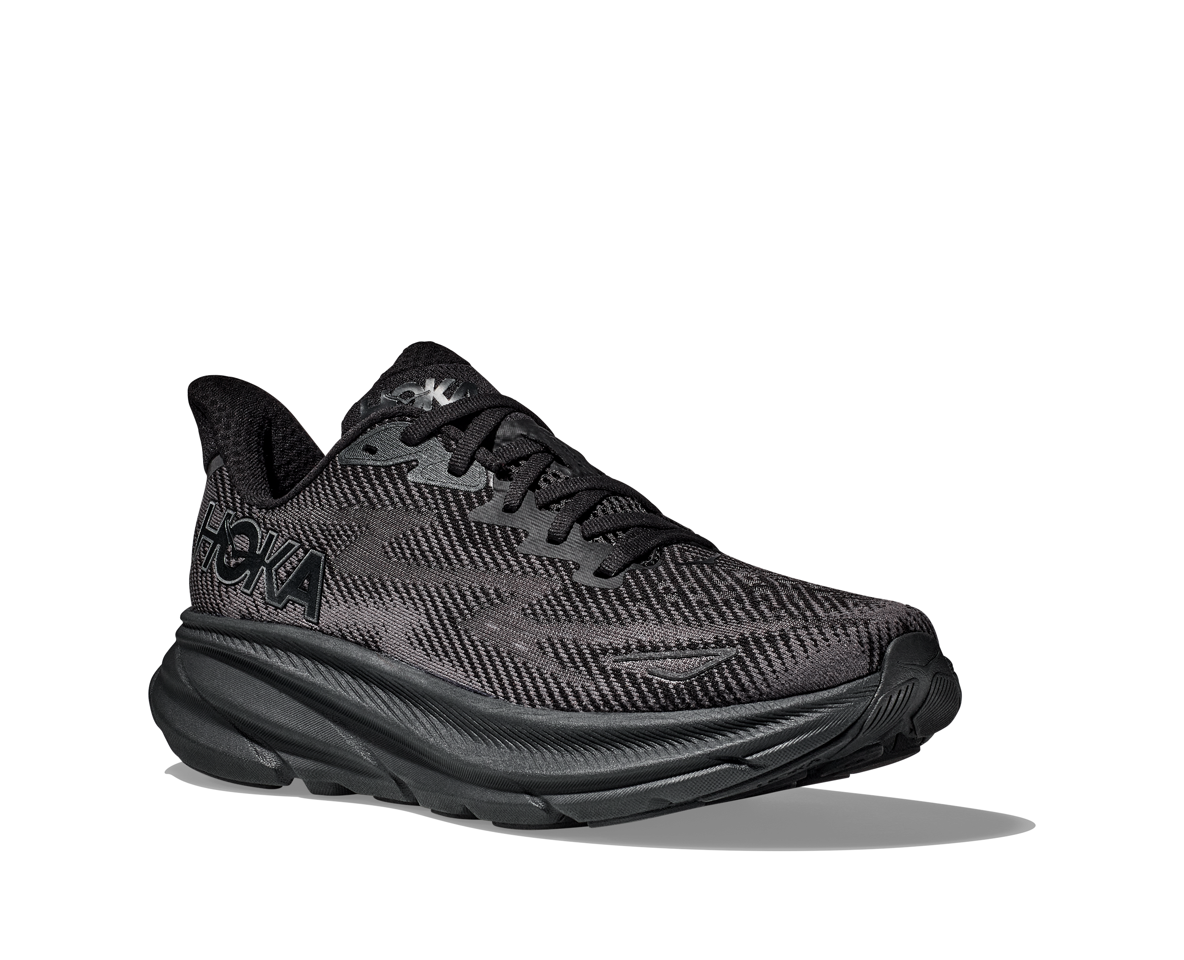 Hoka Clifton 9 "Black/Black" Women's Running Shoe - BLACK Thumbnail View 4