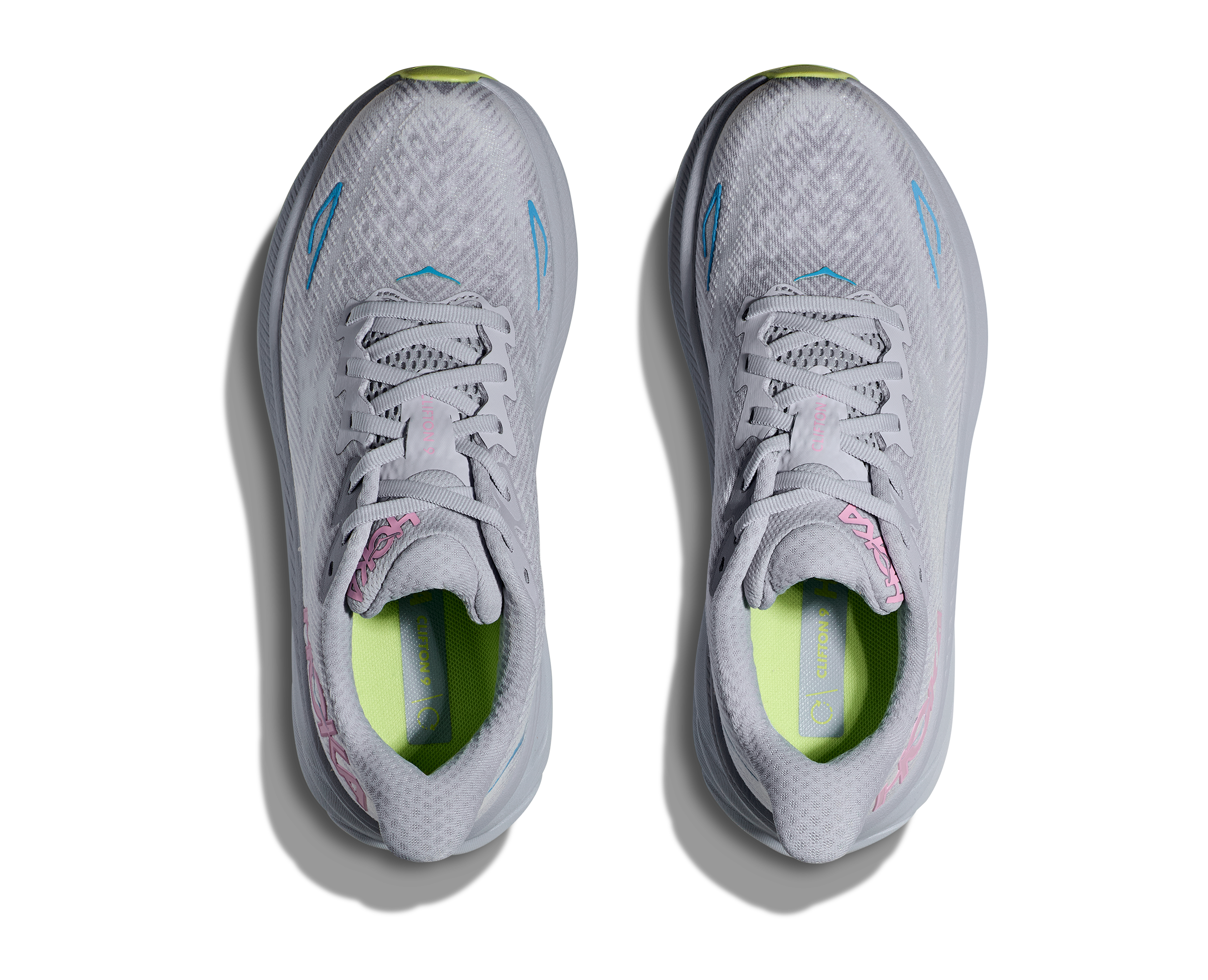 Hoka Clifton 9 "Gull/Sea Ice" Women's Running Shoe - BLUE/PINK Thumbnail View 3