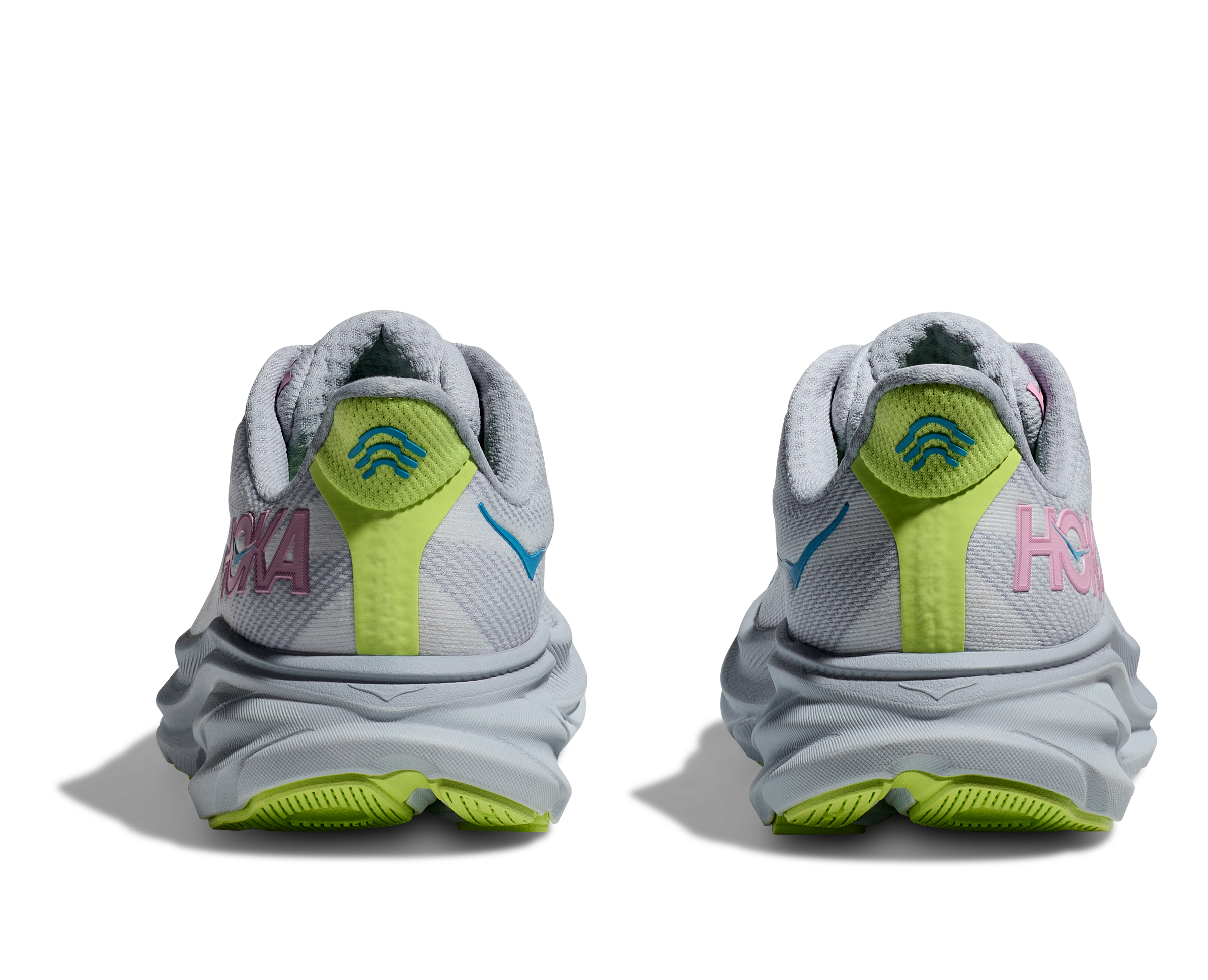 Hoka Clifton 9 "Gull/Sea Ice" Women's Running Shoe - BLUE/PINK Thumbnail View 8