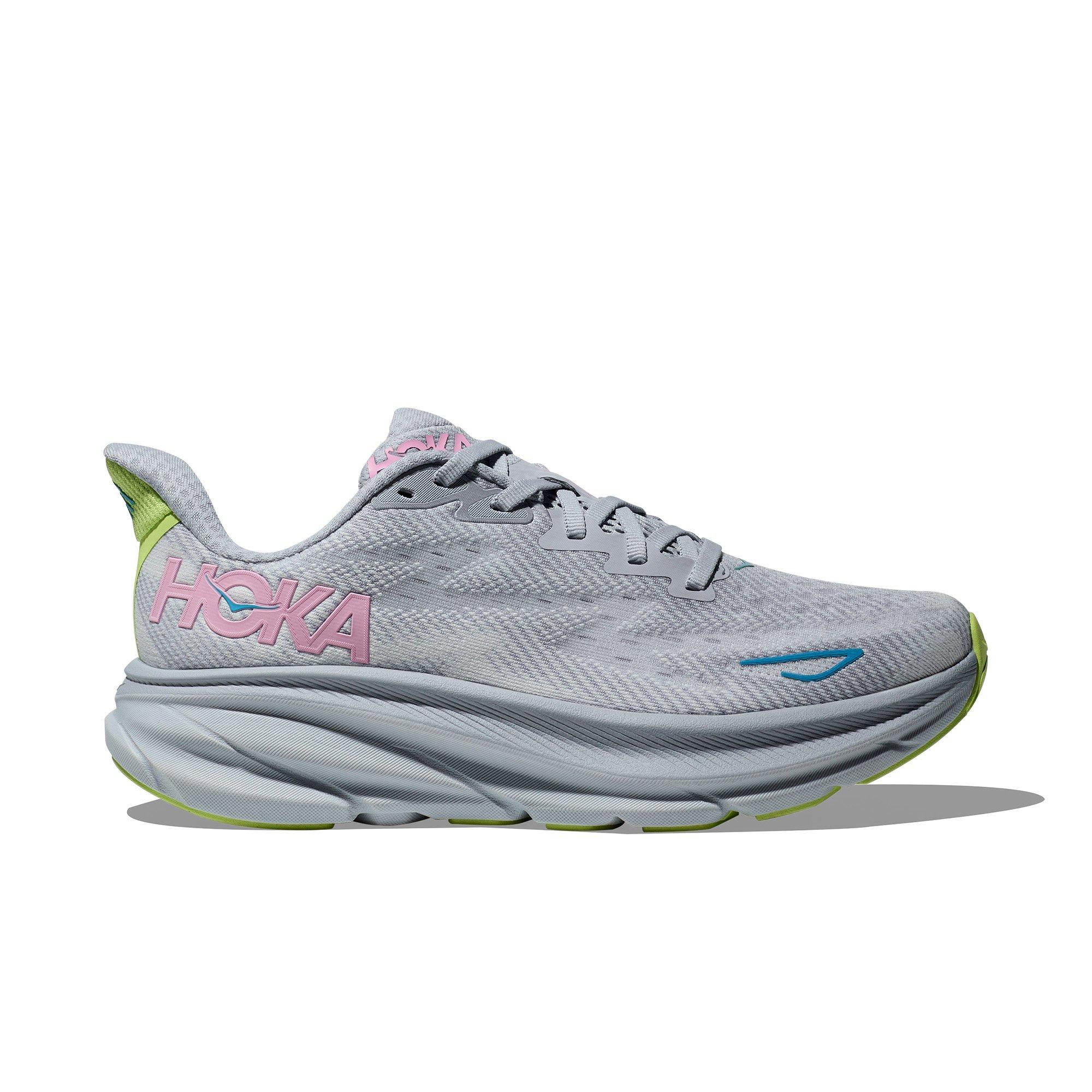 Hoka Clifton 9 "Gull/Sea Ice" Women's Running Shoe - BLUE/PINK Thumbnail View 1