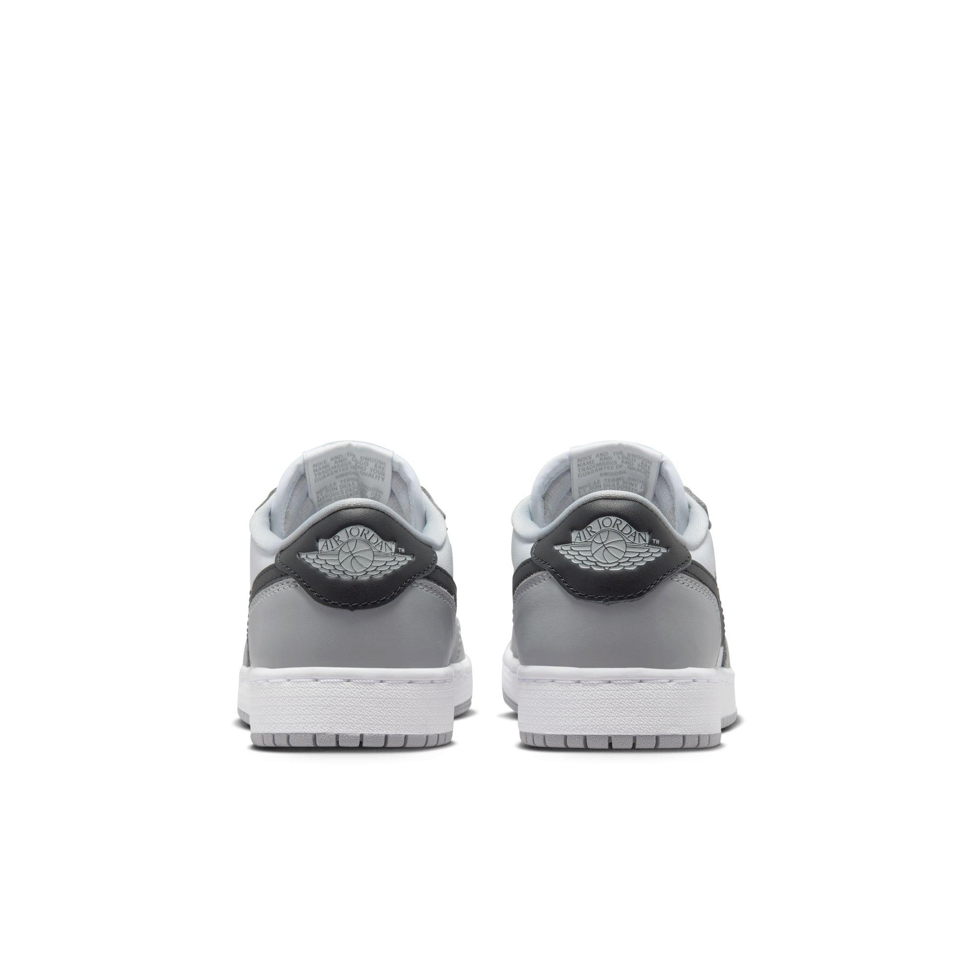 Jordan 1 Low OG "Wolf Grey" Grade School Kids' Shoe - WHITE/BLACK/WOLF GREY Thumbnail View 9
