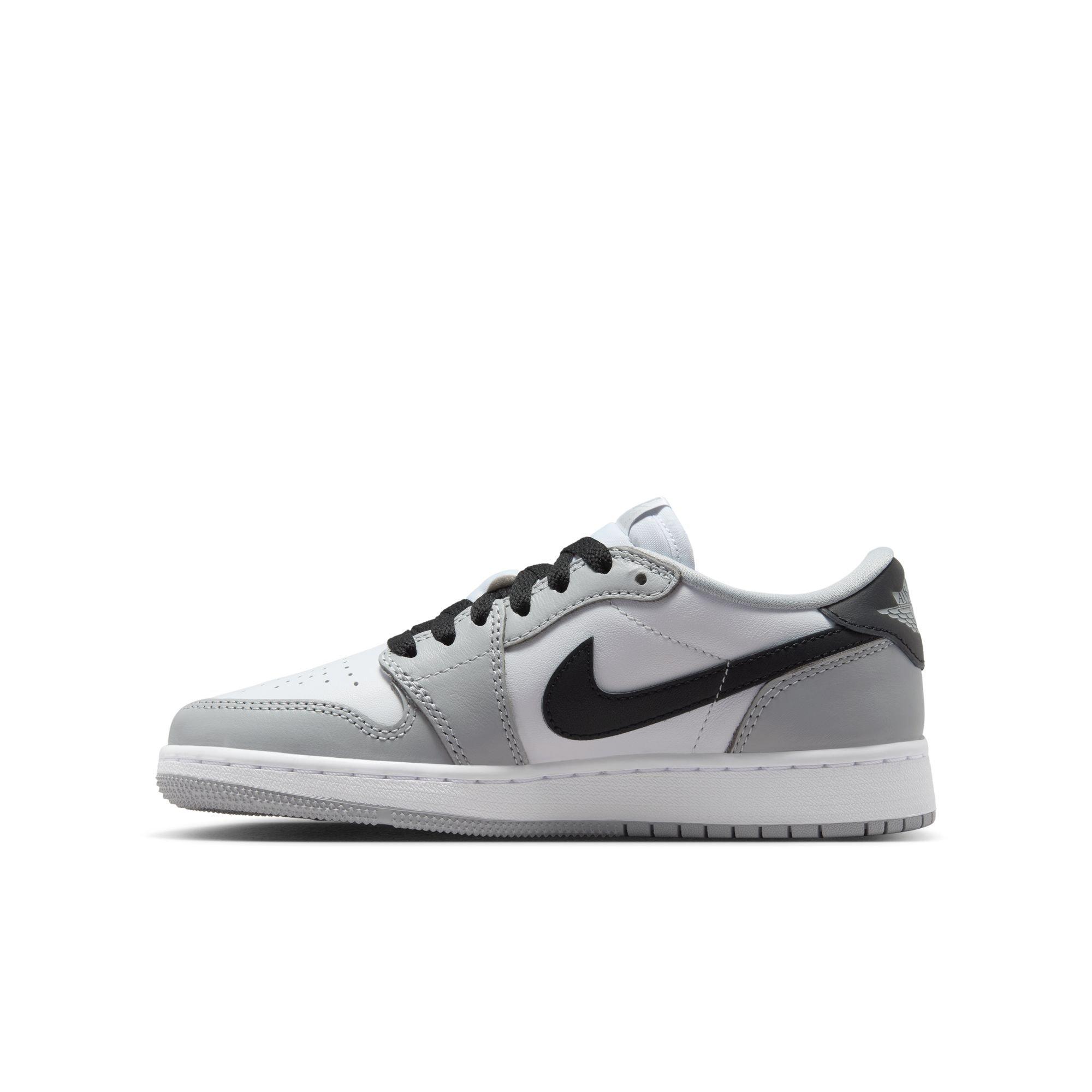Jordan 1 Low OG "Wolf Grey" Grade School Kids' Shoe - WHITE/BLACK/WOLF GREY Thumbnail View 8