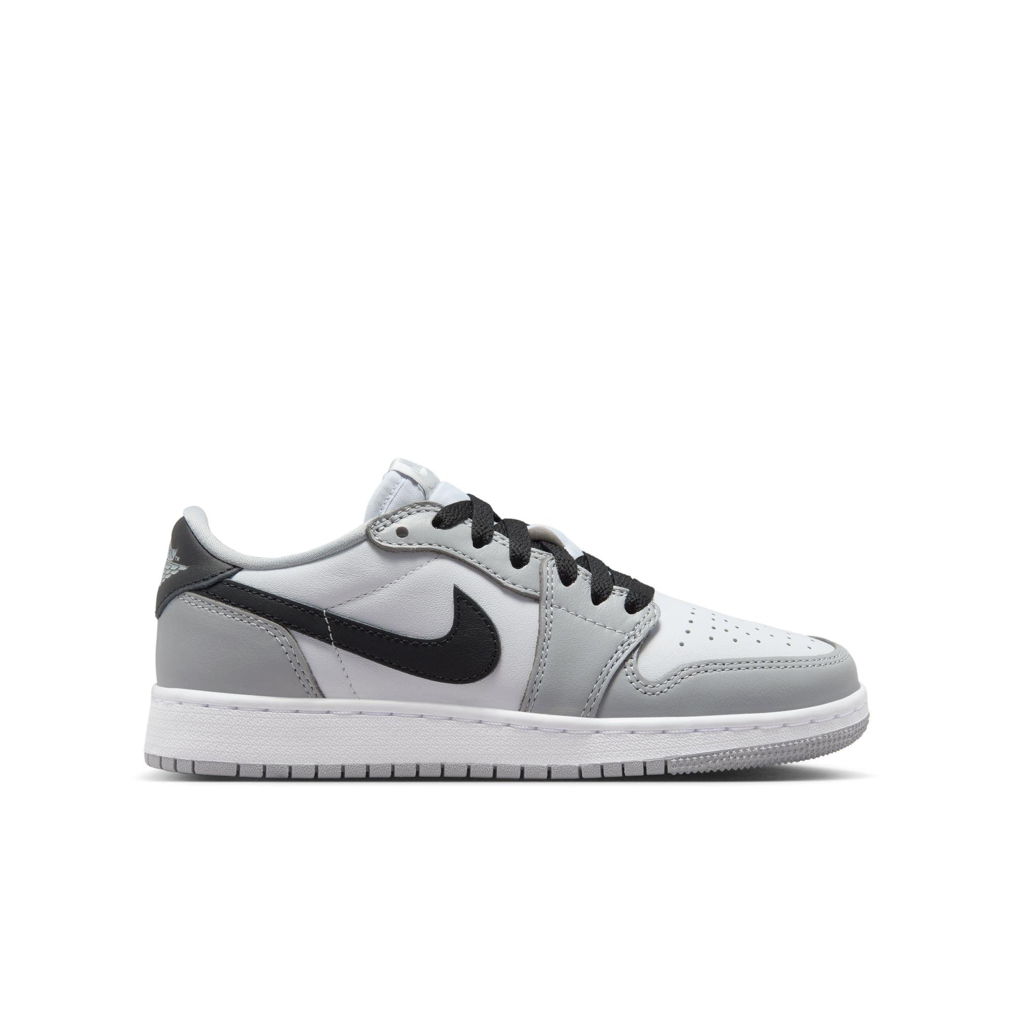 Jordan 1 Low OG "Wolf Grey" Grade School Kids' Shoe - WHITE/BLACK/WOLF GREY Thumbnail View 1