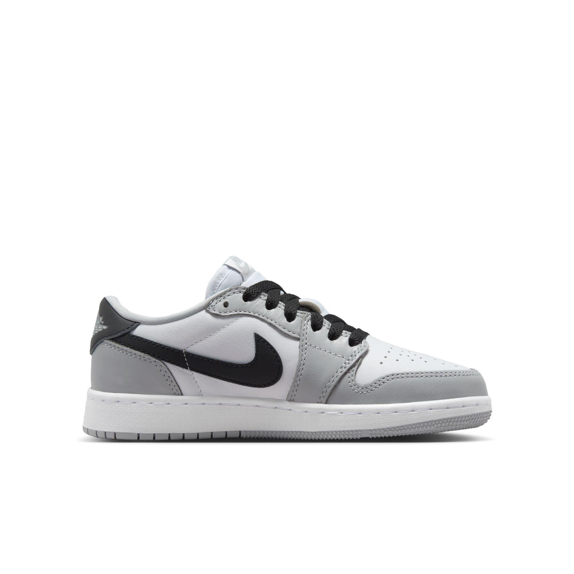 Jordan 1 Low OG "Wolf Grey" Grade School Kids' Shoe - WHITE/BLACK/WOLF GREY Thumbnail View 2