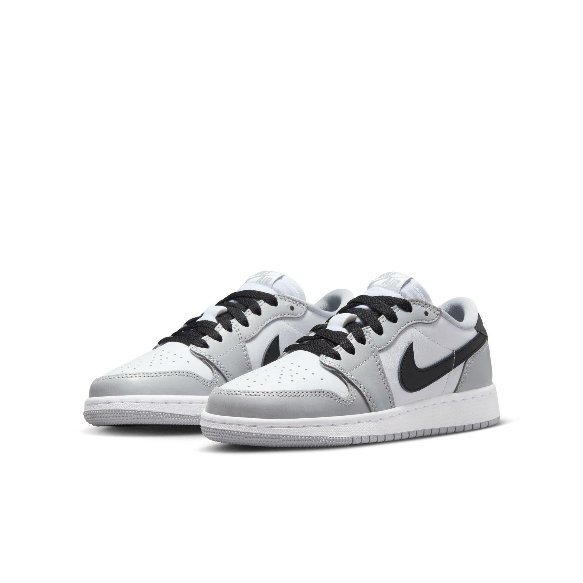 Jordan 1 Low OG "Wolf Grey" Grade School Kids' Shoe - WHITE/BLACK/WOLF GREY Thumbnail View 3