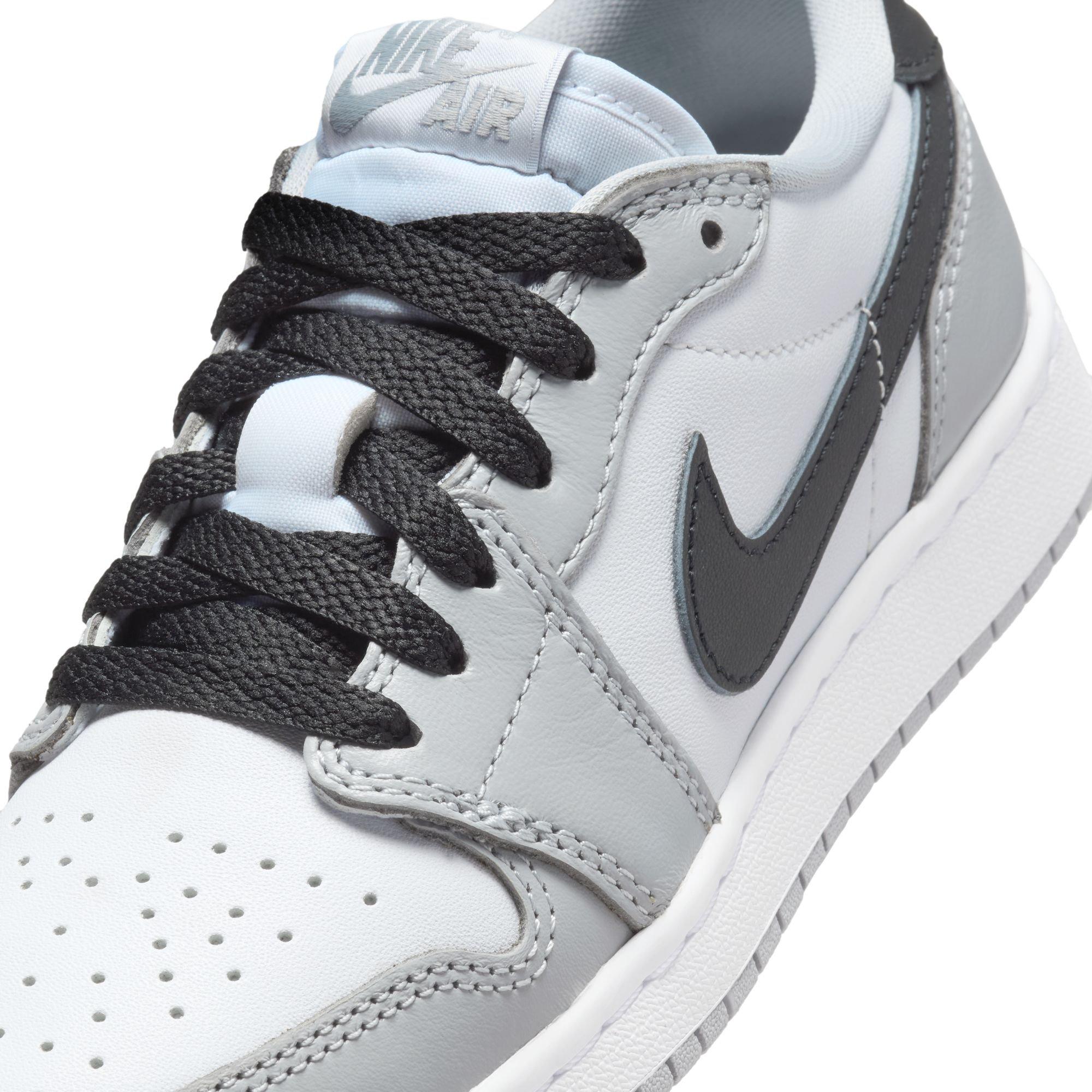 Jordan 1 Low OG "Wolf Grey" Grade School Kids' Shoe - WHITE/BLACK/WOLF GREY Thumbnail View 4