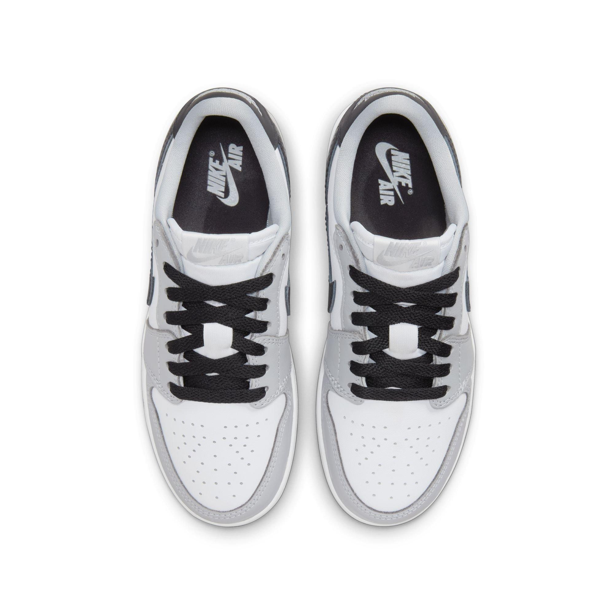 Jordan 1 Low OG "Wolf Grey" Grade School Kids' Shoe - WHITE/BLACK/WOLF GREY Thumbnail View 10